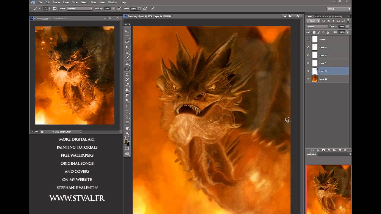 1280x720 Dragon Smaug (the Hobbit) Painting with Photohop