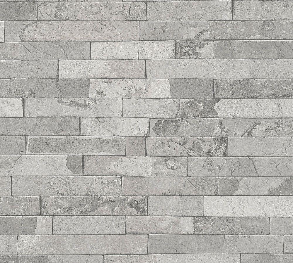 1000x900 Wallpaper Stone Wall Style Used Light Grey AS Creation 35582 1