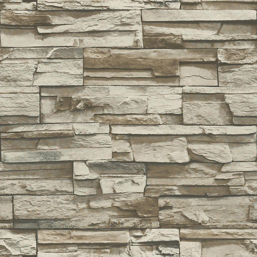 1000x1000 RoomMates Grey Brown Stacked Stone Peel And Stick Wallpaper. The Home Depot Canada