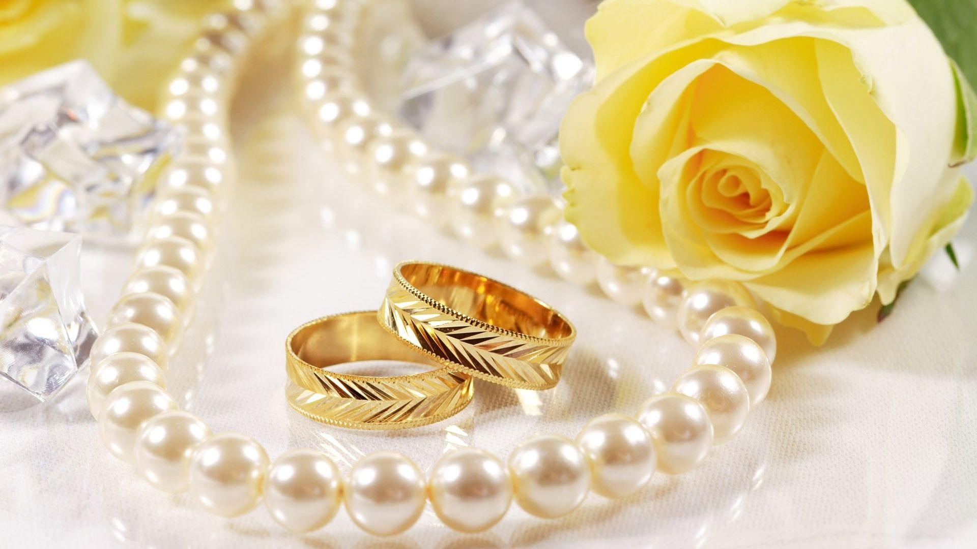 1920x1080 Wedding rings and yellow rose wallpaper and image, picture, photo
