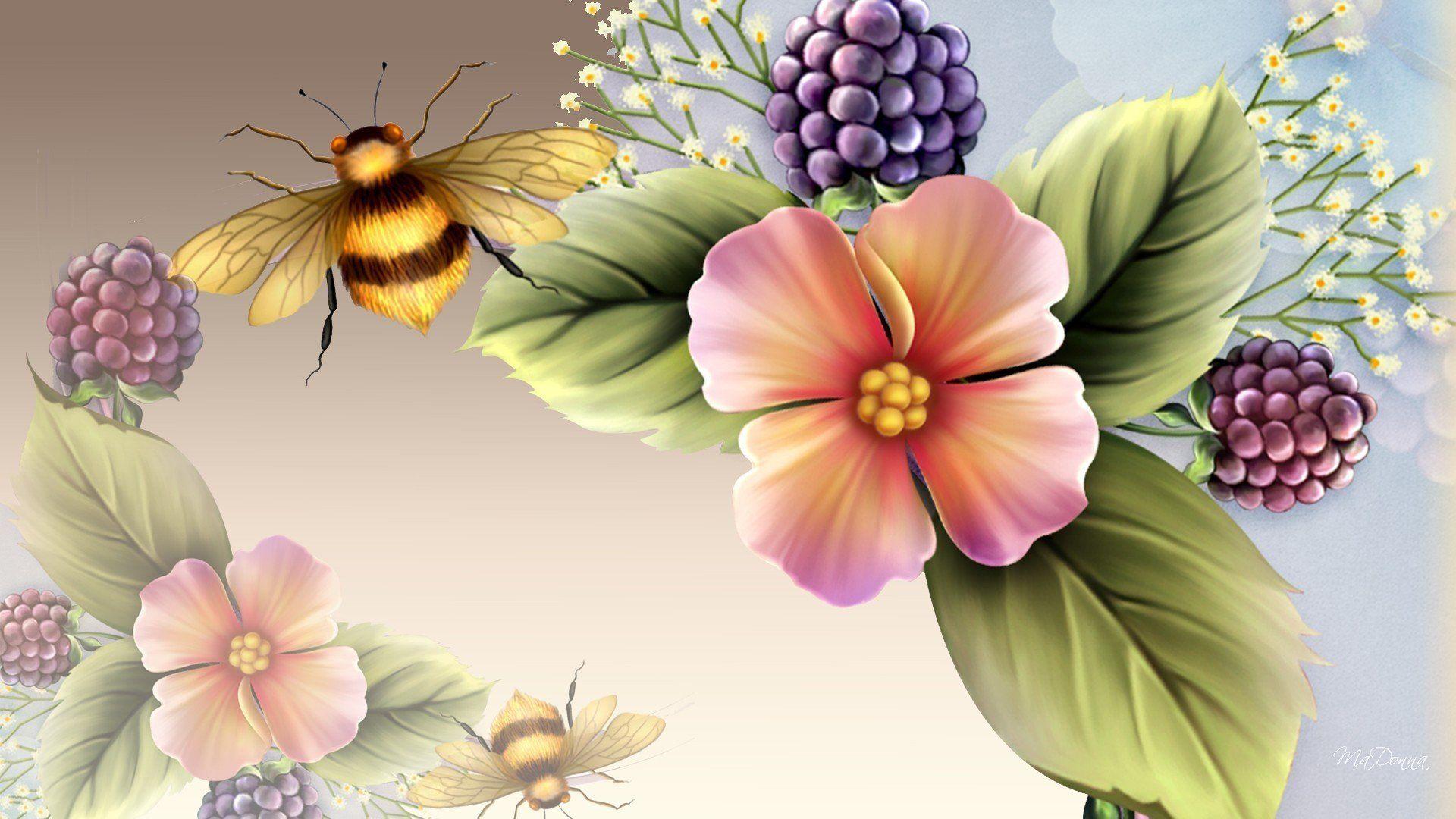 1920x1080 bee, Insect, Bees, Flower, Flowers Wallpaper HD / Desktop and Mobile Background