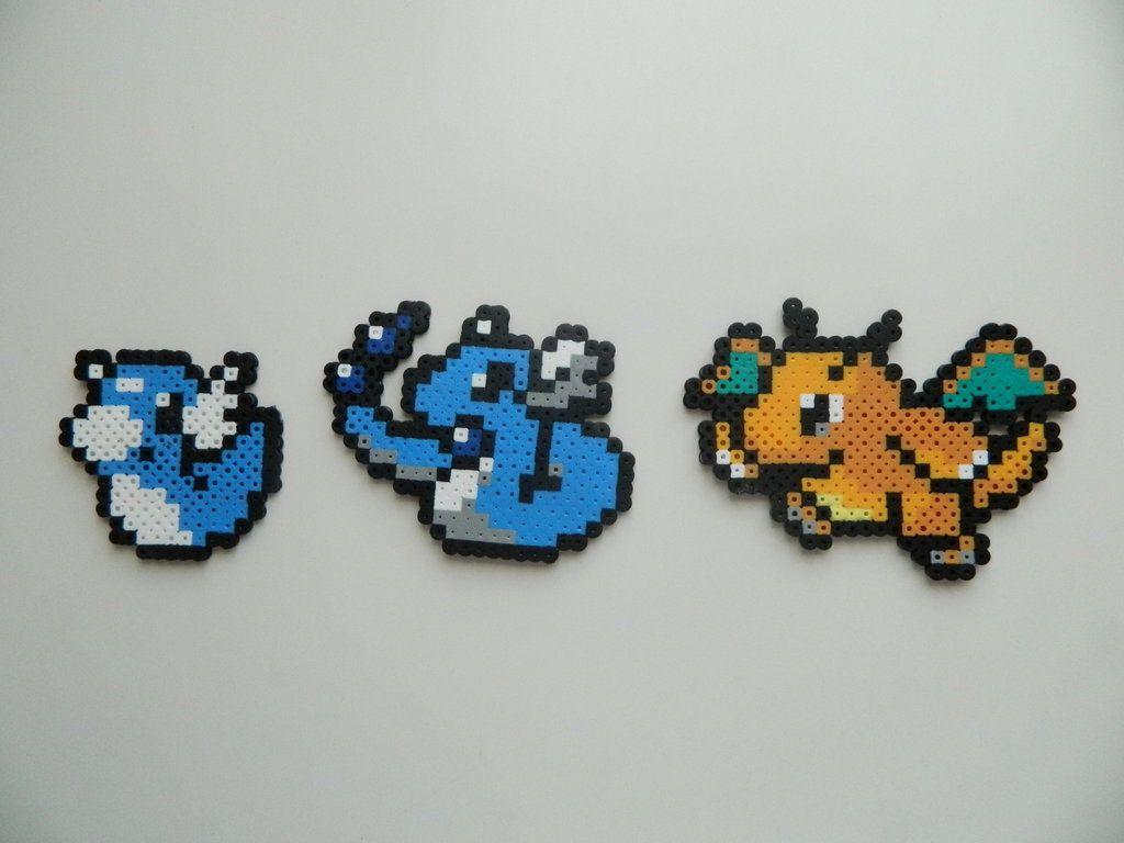 1024x768 Perler Bead Dratini, Dragonair and Dragonite