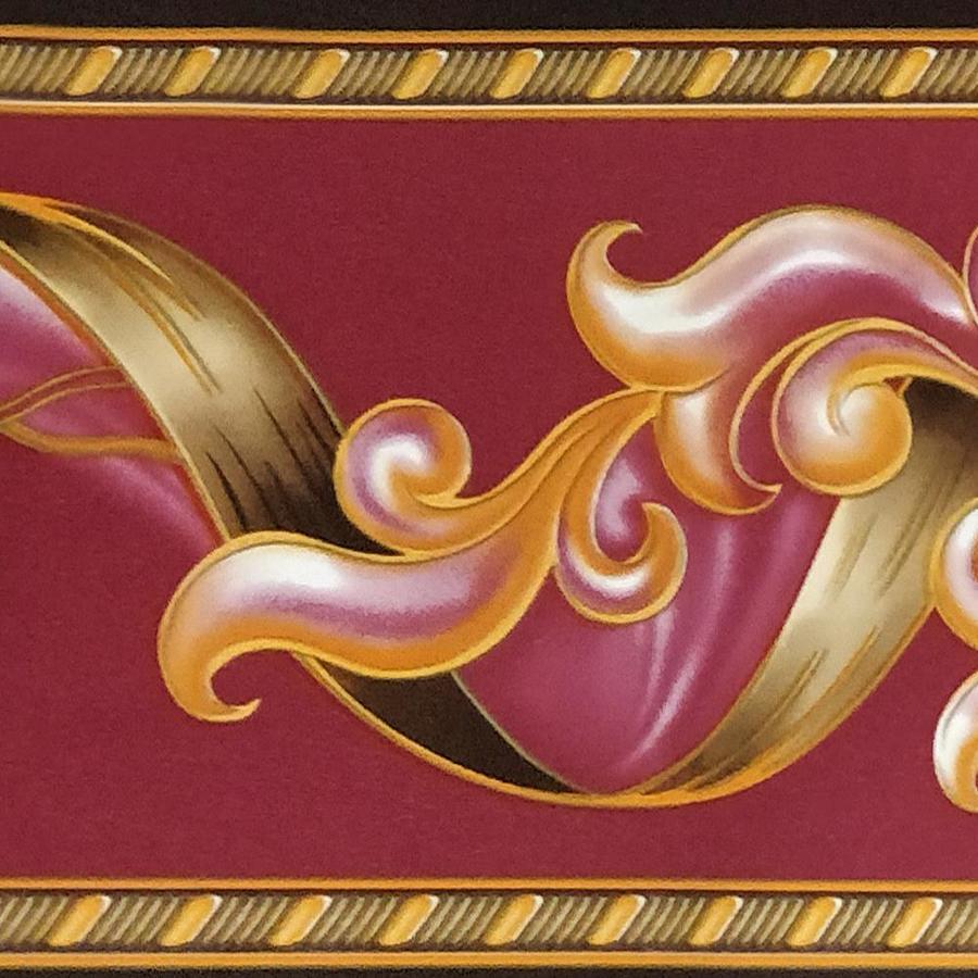 900x900 Dundee Deco 4 In Abstract Damask Scroll Magenta Burgundy Self Adhesive Wallpaper Border In The Wallpaper Borders Department At