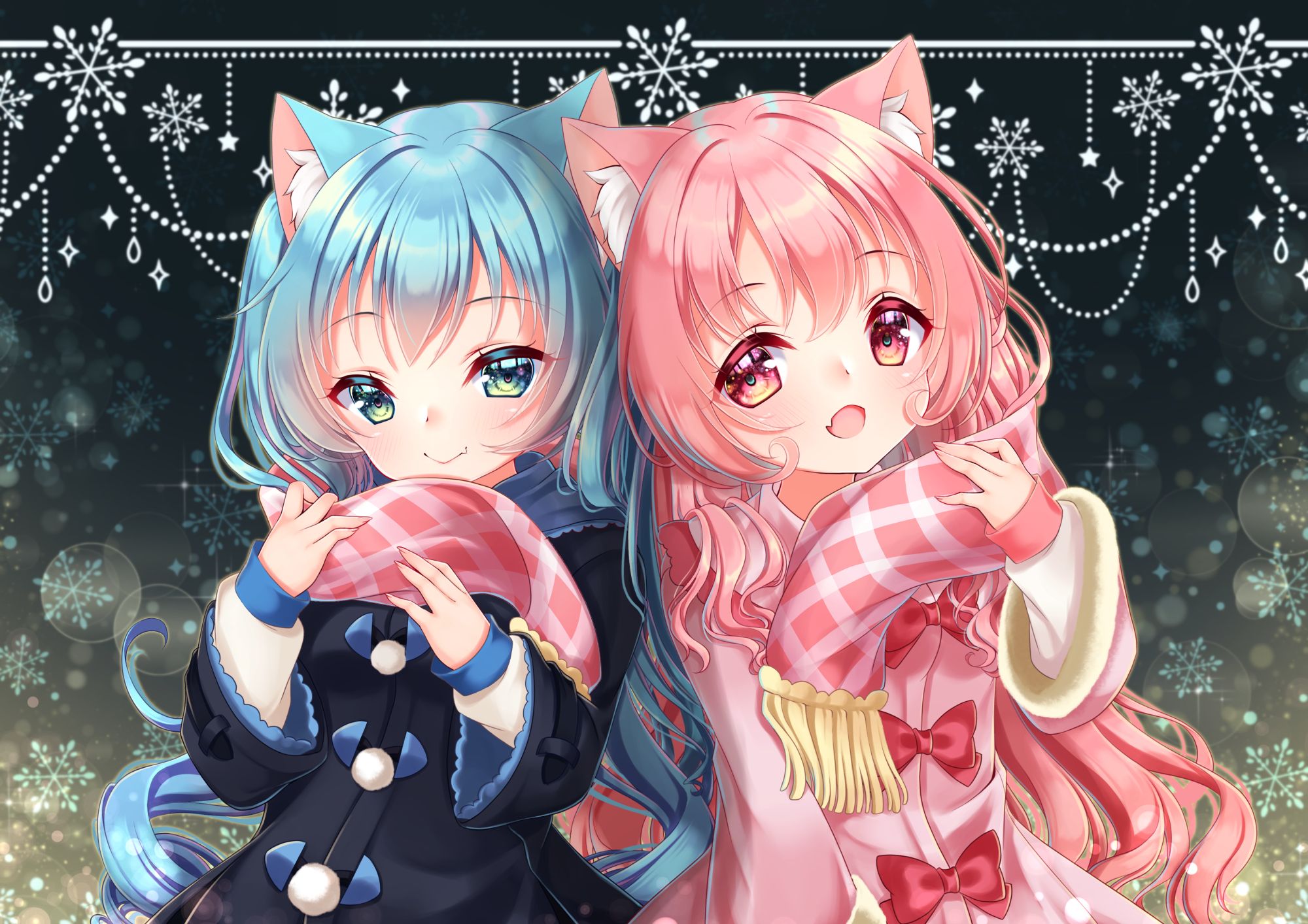 2000x1414 Kawaii Scarf Twins