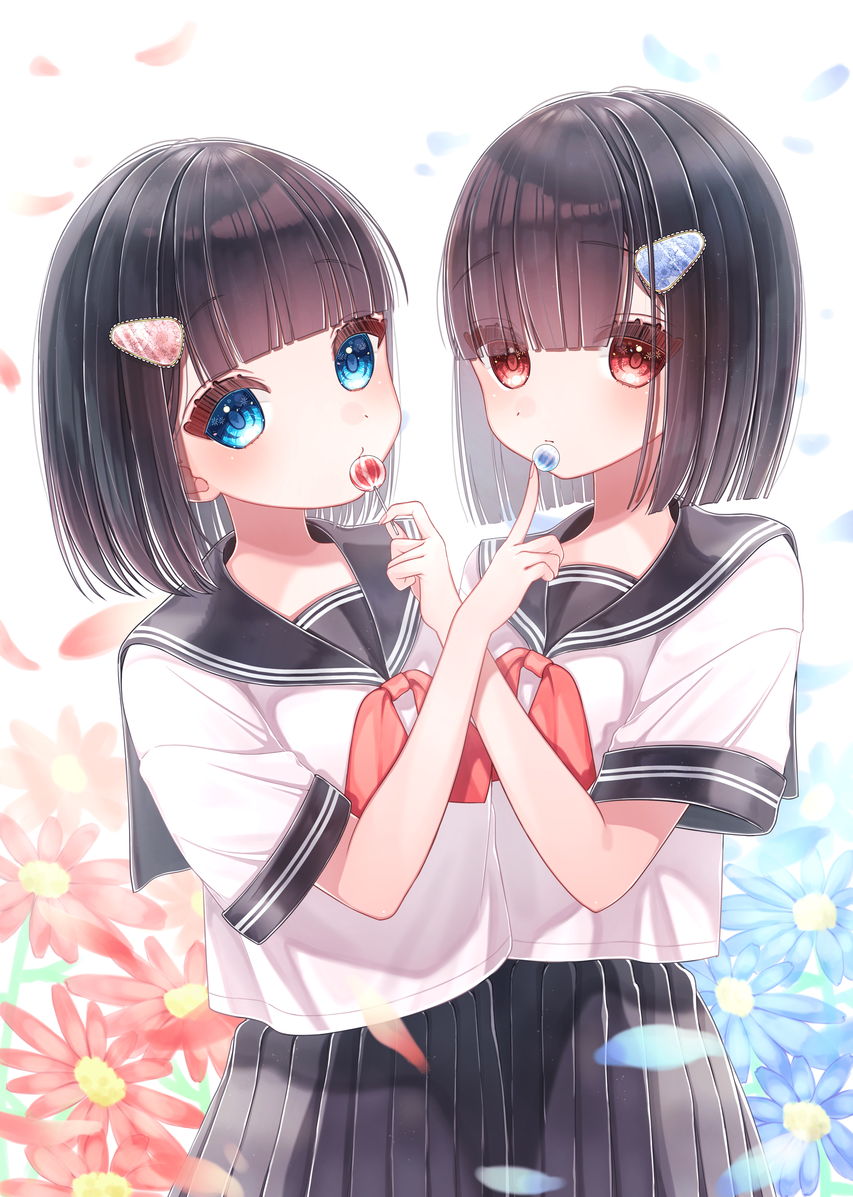 2976x4175 Anime Girl Twins Wallpaper