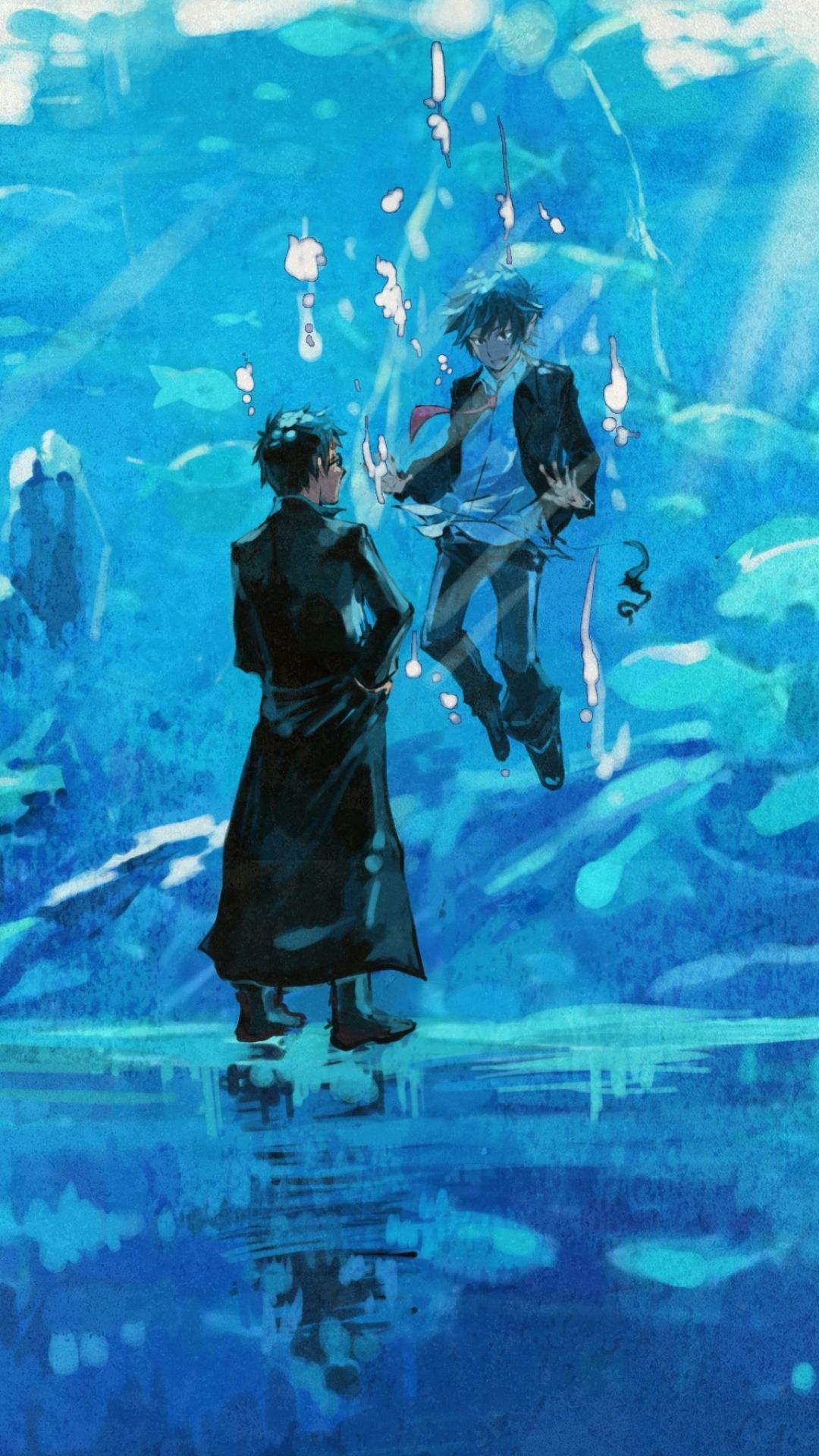 1080x1920 Phone wallpaper: Anime, Blue Exorcist, Rin Okumura, Twins, Yukio Okumura, Underwater 1209527