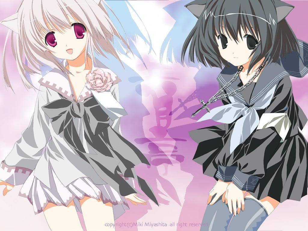 1024x768 Anime Twins Wallpaper