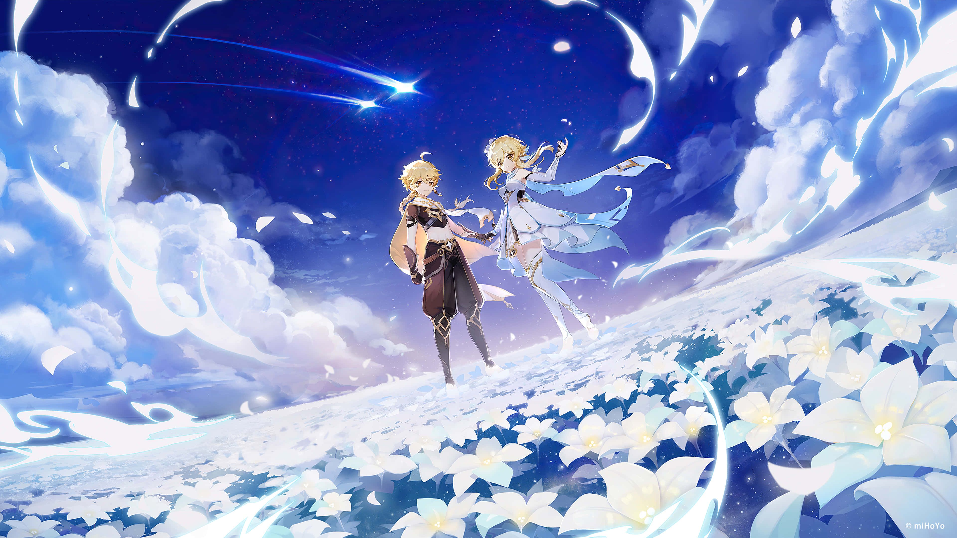 3840x2160 Download Traveler Twins Genshin Matching PFP Wallpaper