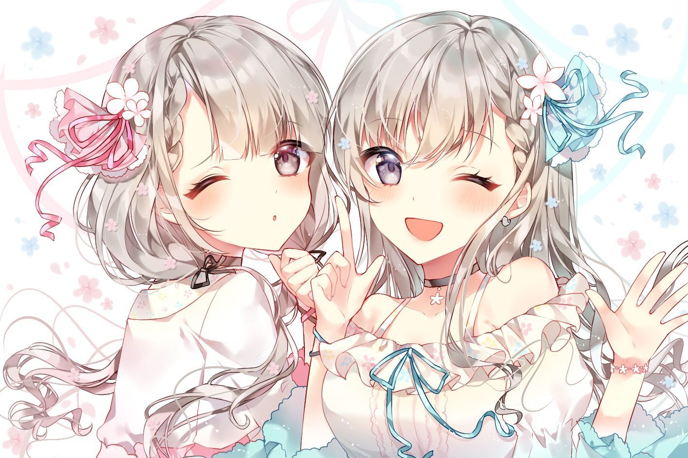 1417x944 Anime Twins Wallpaper