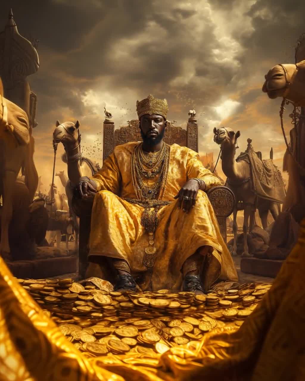 1024x1280 Mansa Musa Art Print: Golden Wealth, Mali Kingdom Decor