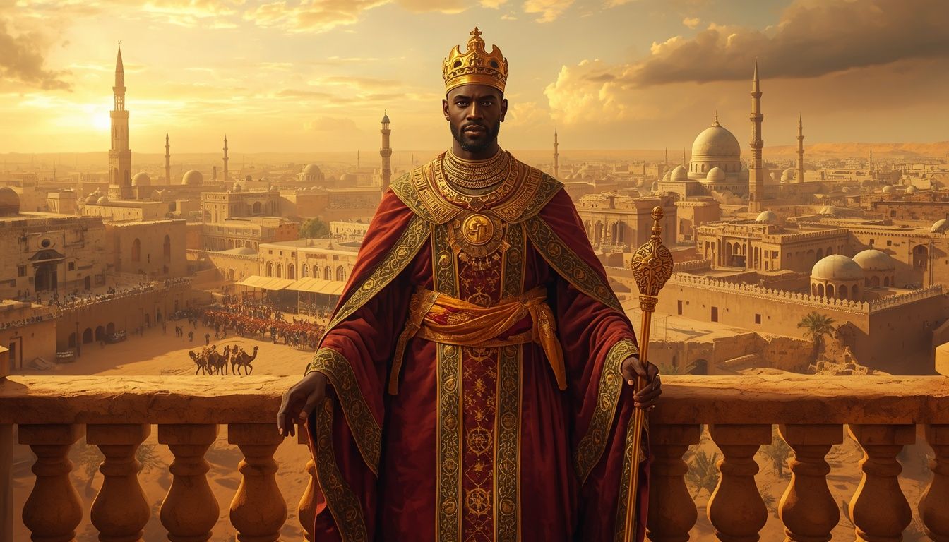 1344x768 mansa musa ruler mali empire standing majestic