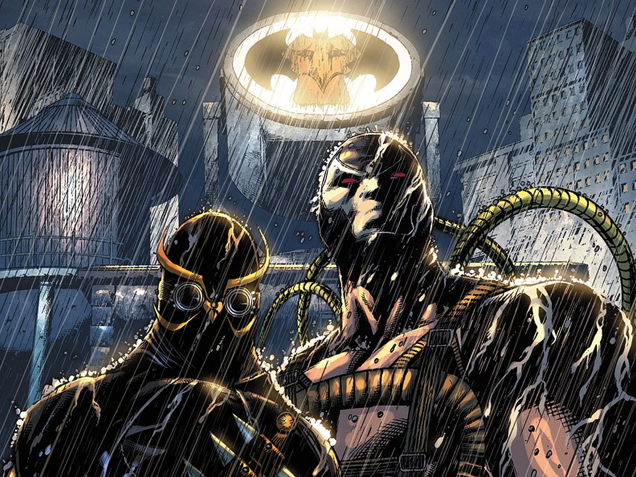 1280x960 Desktop wallpaper: Comics, Forever Evil: Arkham War, Bane (Dc Comics), Forever Evil, Mr Freeze (Dc Comics), Riddler (Dc Comics) 4K free download for PC. 1475910