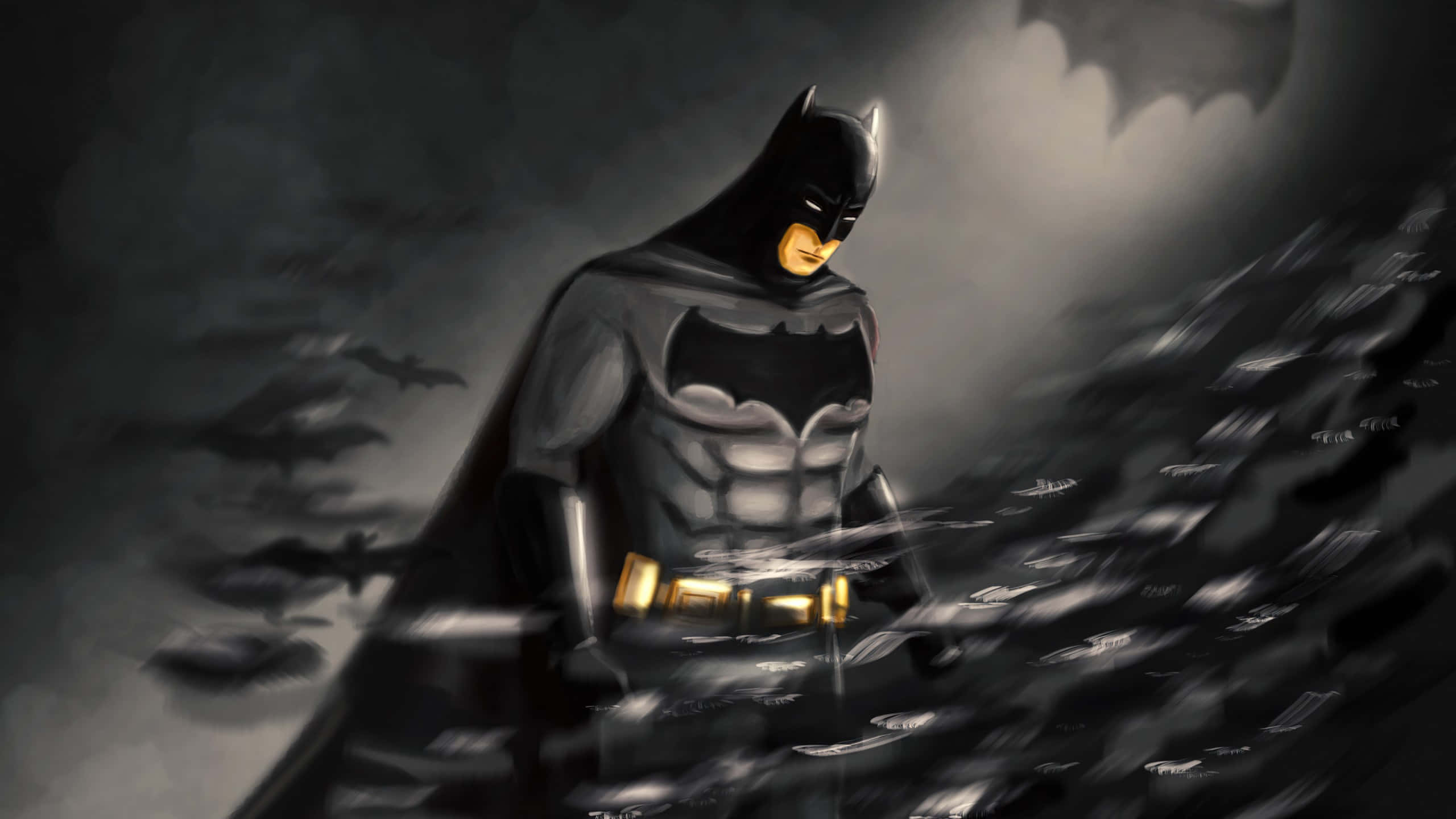 2560x1440 Download Batman spreads his wings to fight evil Wallpaper