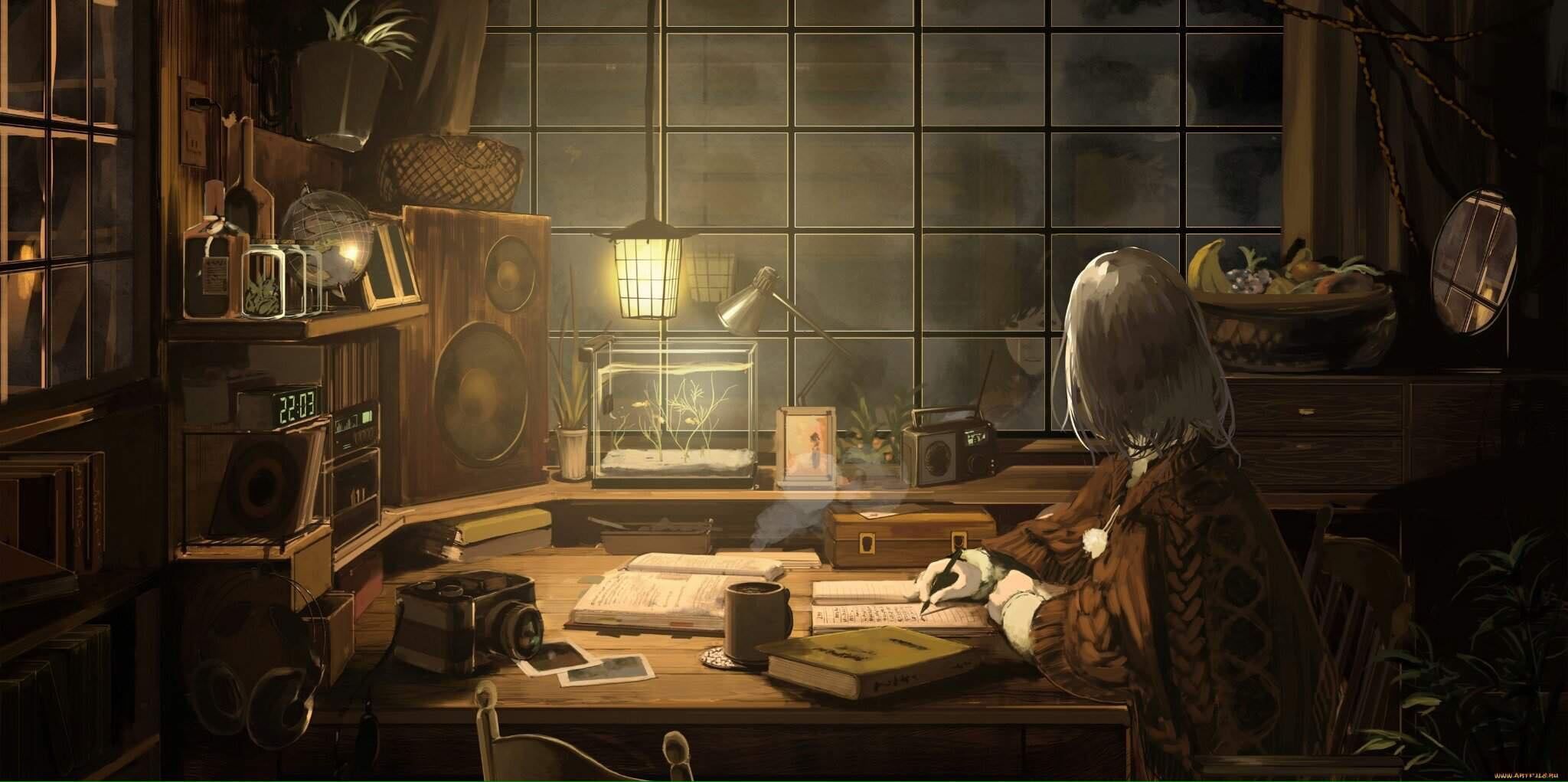 2048x1021 Lofi Window Wallpaper