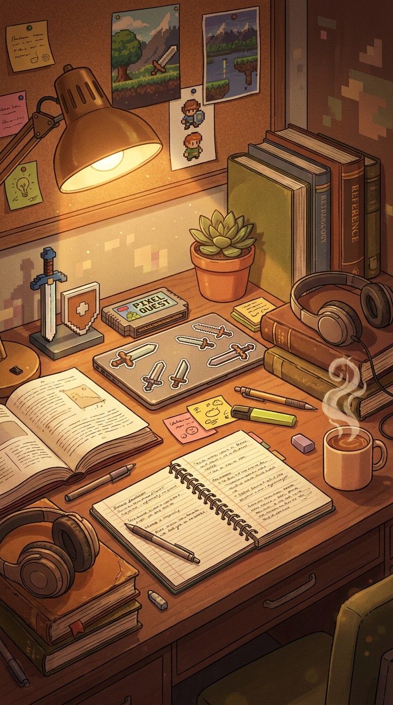 768x1376 Download Cozy Study Workspace Image, Lofi, Study