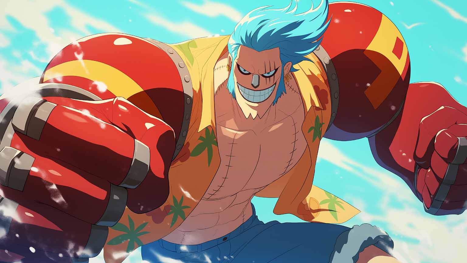 1536x864 Franky Strong Pose Desktop Wallpaper Piece Wallpaper 4K