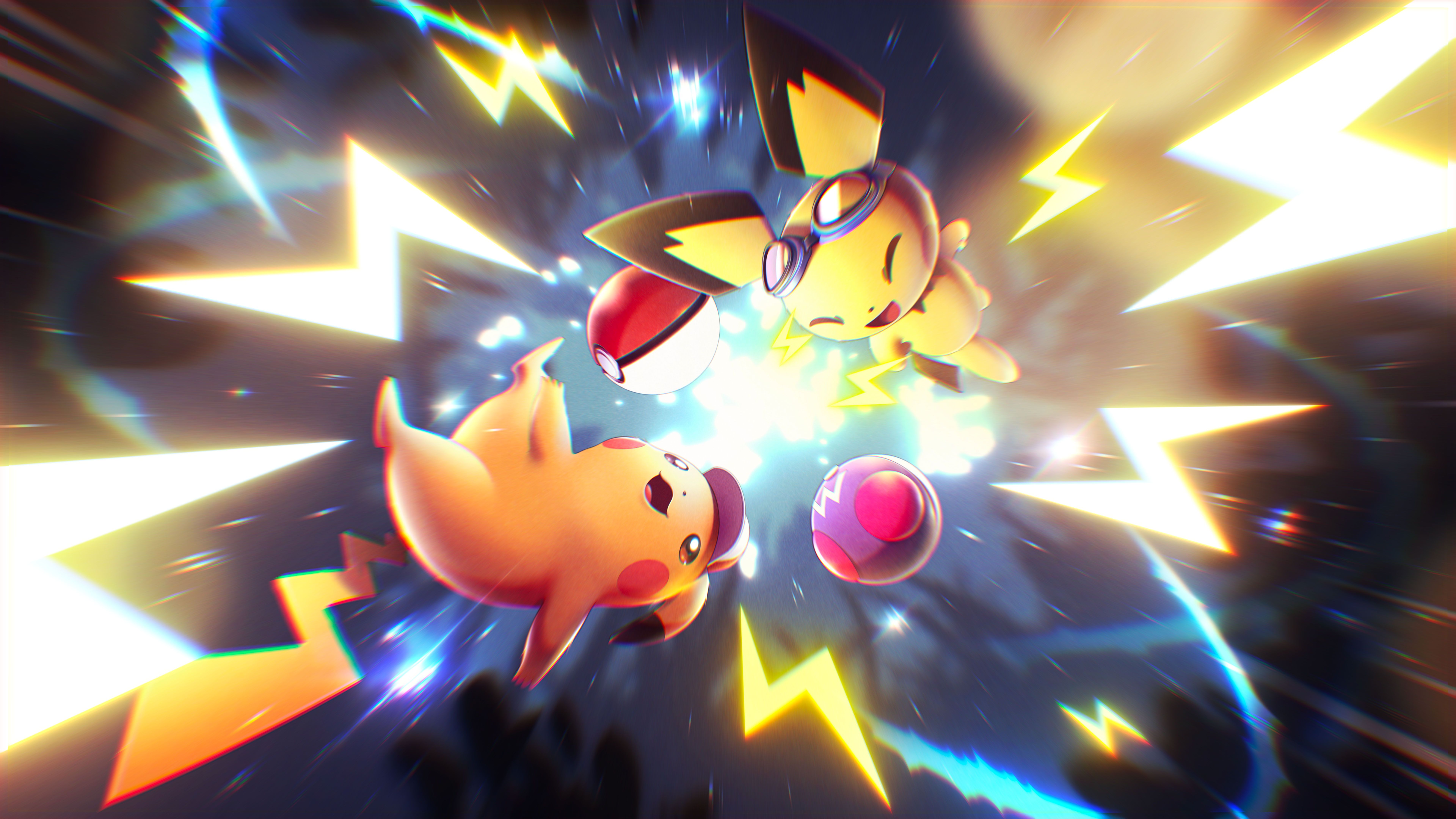 7680x4320 Pikachu and Friends: Vibrant 8K Ultra HD Pokémon Wallpaperx4320