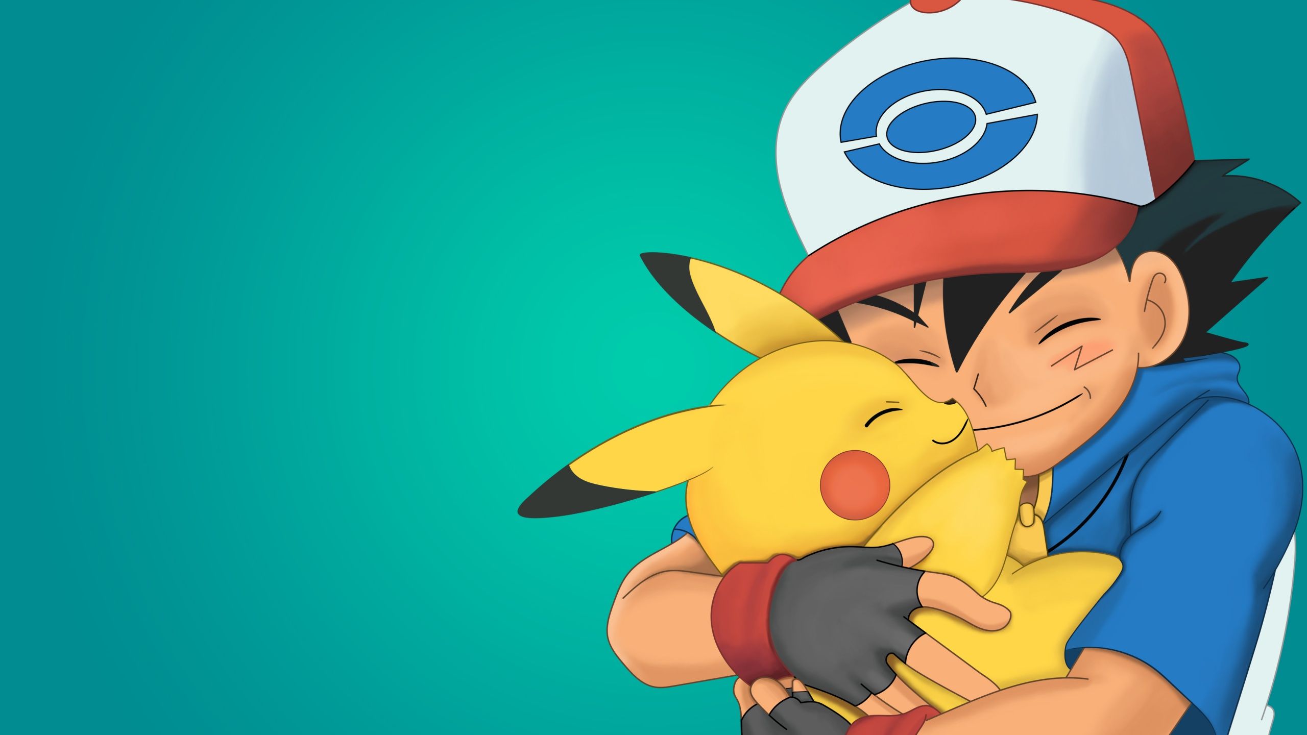 2560x1440 Pikachu Wallpaper 4K, Ash Ketchum, Hug, Pokemon