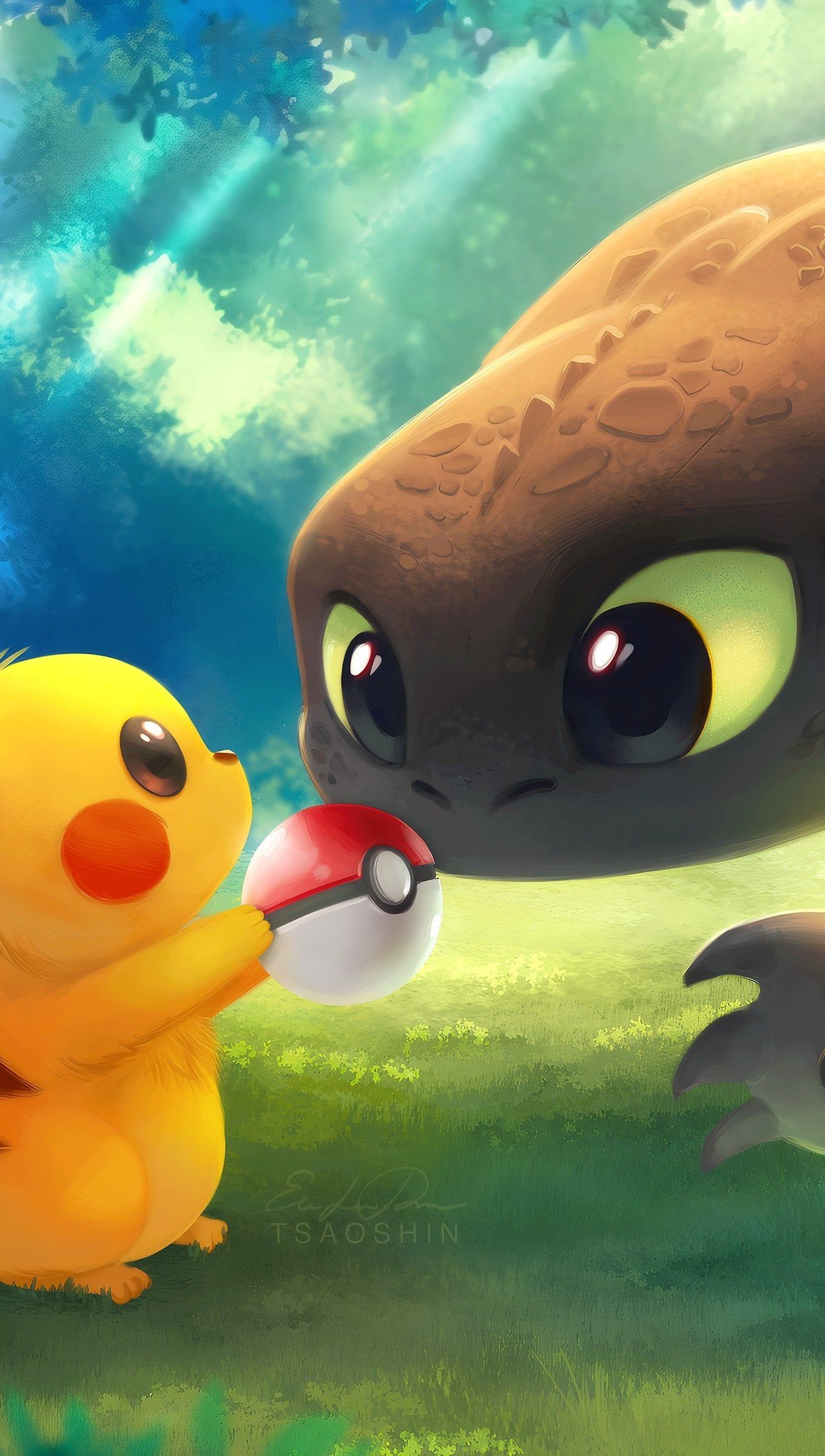 1360x2400 Pikachu with Toothless, Night Fury Wallpaper 4K for iPhone and Mobile Phone