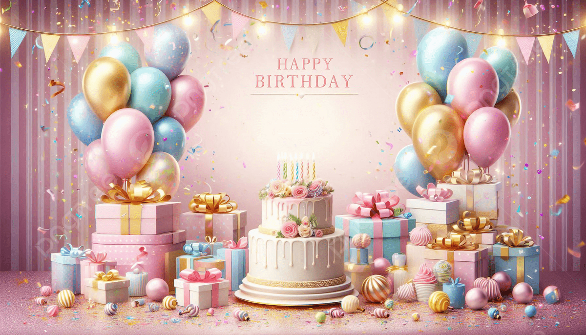 1200x686 Beautiful Birthday Background With Party Decorations Ideal For Greeting Card Designs, Birthday Sparkle Lights, Birthday Festive Composition, Birthday Celebration Setting Background Image And Wallpaper for Free Download