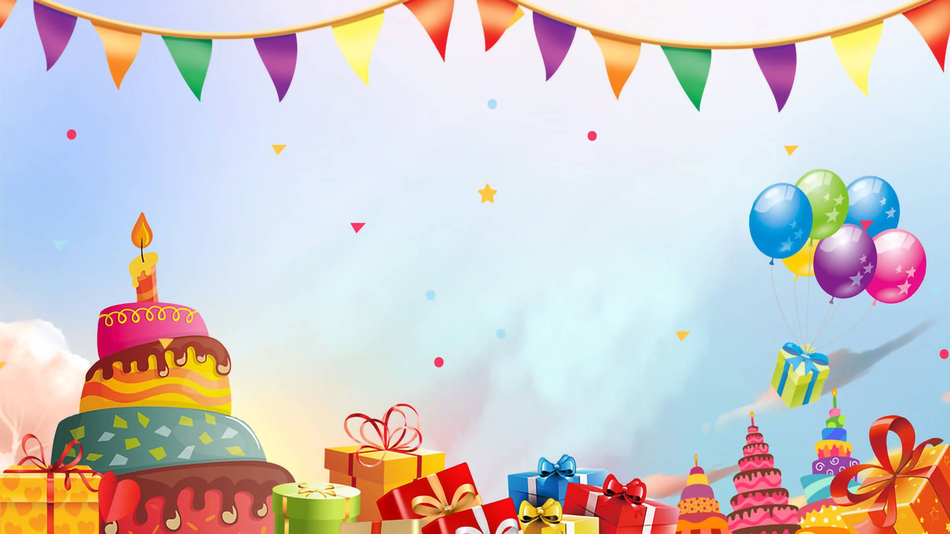 1920x1080 Colorful Happy Birthday Backdrop Banner