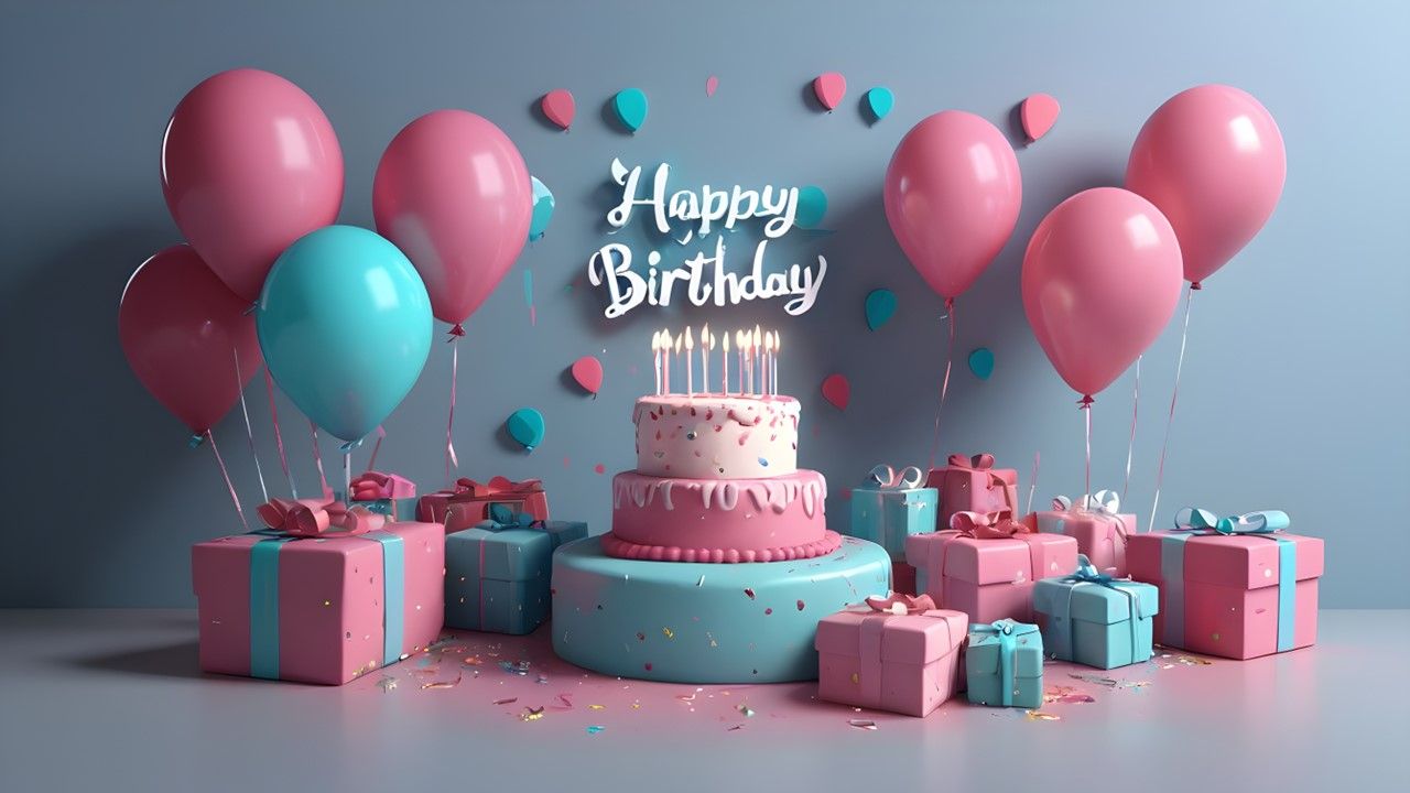 1280x720 Birthday Decoration Background PowerPoint and Google Slides