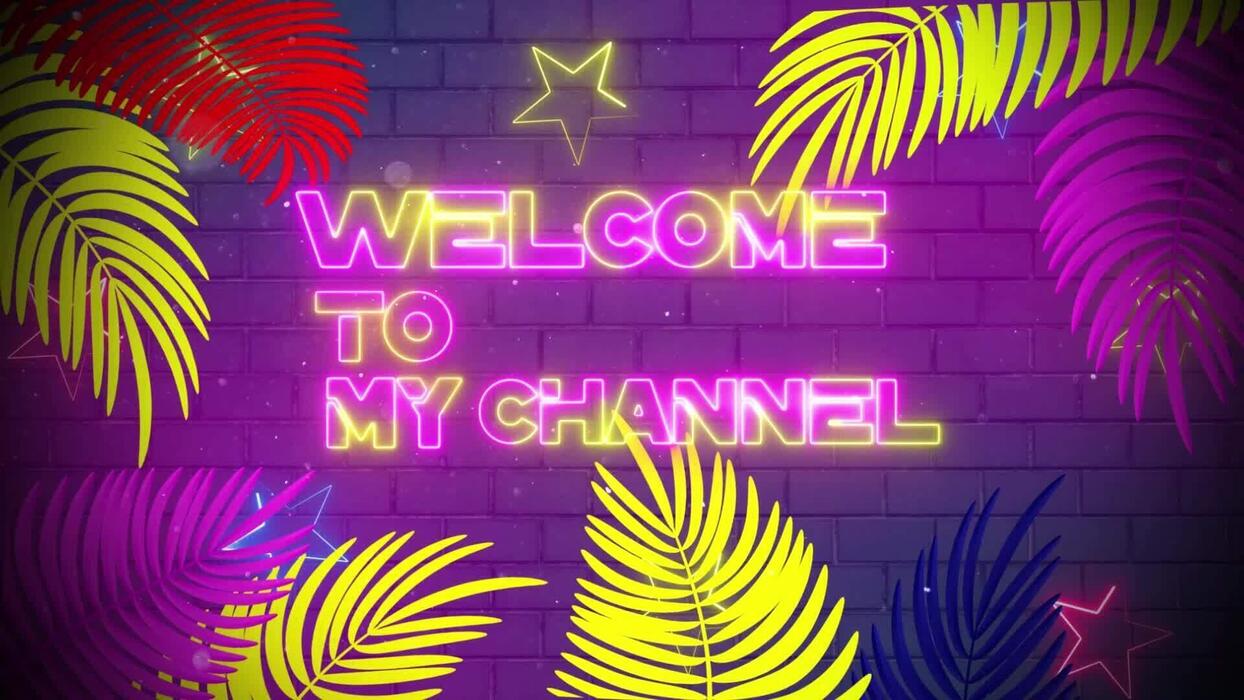 1244x700 Welcome To My Channel Neon Leafes Background.mp4