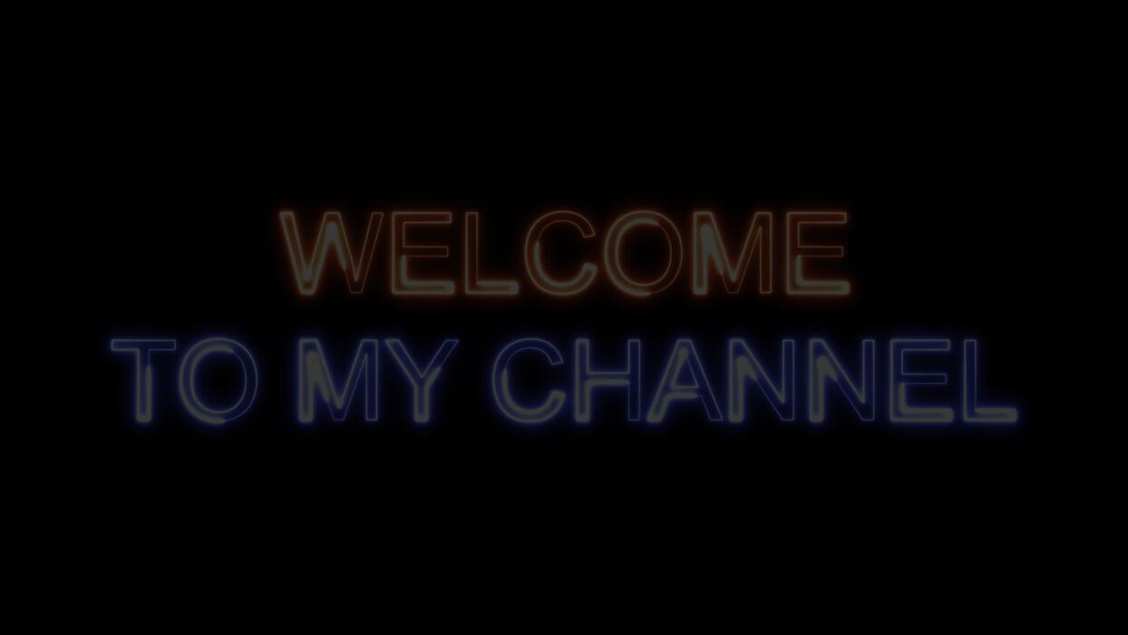 1244x700 Welcome to My Channel Orange Blue Electric Glow Neon Text Animation on Black Background. Modern Light Design. 4K UHD