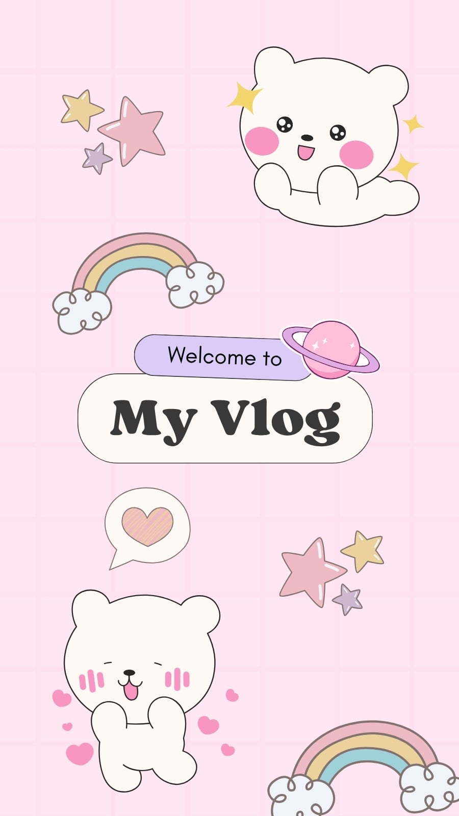 900x1600 Pink and White Playful Welcome to My Vlog Mobile Video