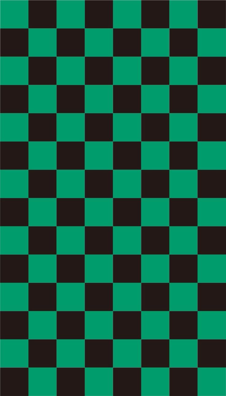 736x1287 Tanjiro Pattern Phone Background. Checkered wallpaper ideas, Diy checkerboard tablecloth, Green and black checkerboard pattern