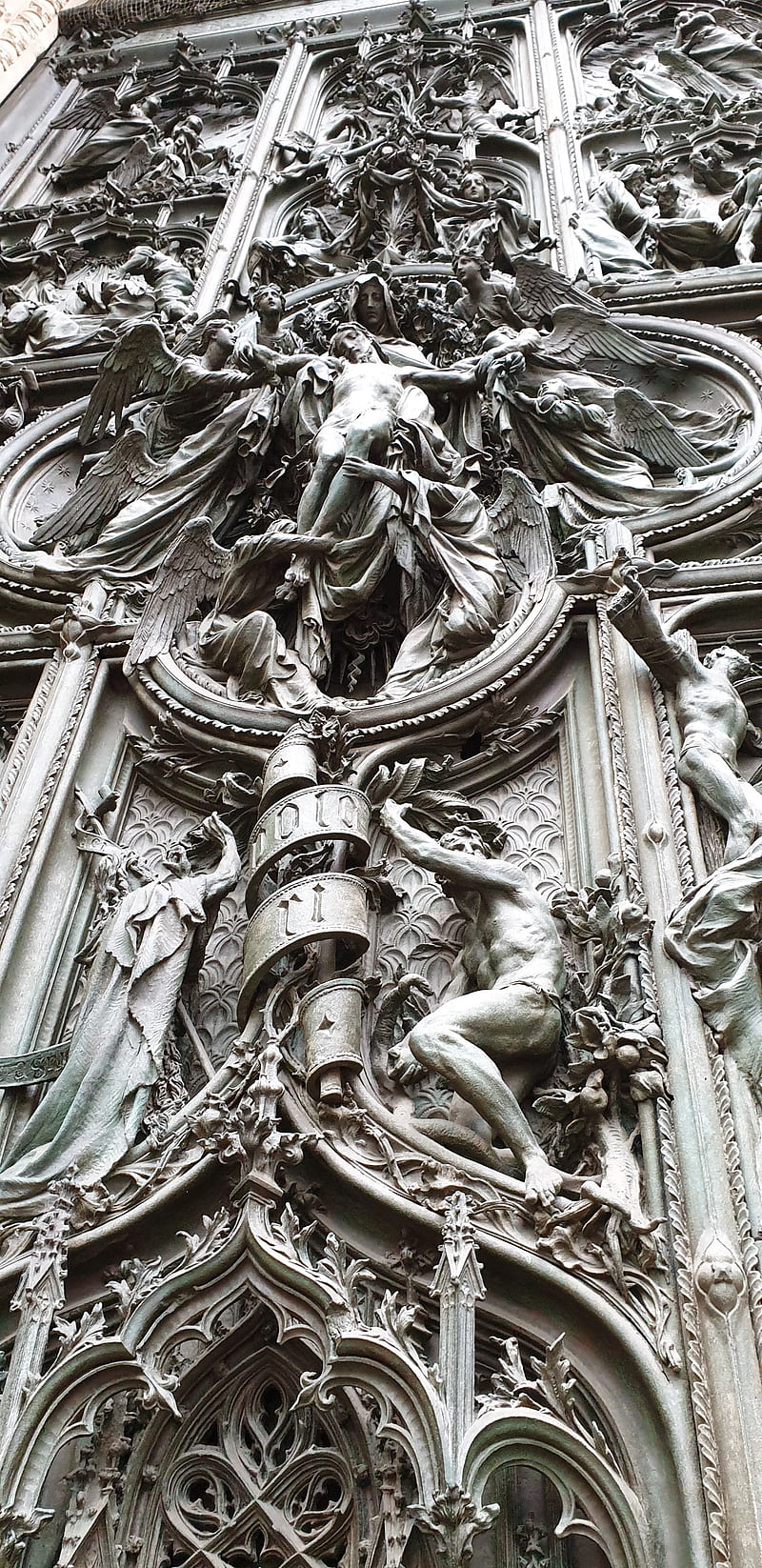 800x1646 Duomo, abstract, artisttic, bonito, cemetery, church, door, milaan, new, HD phone wallpaper