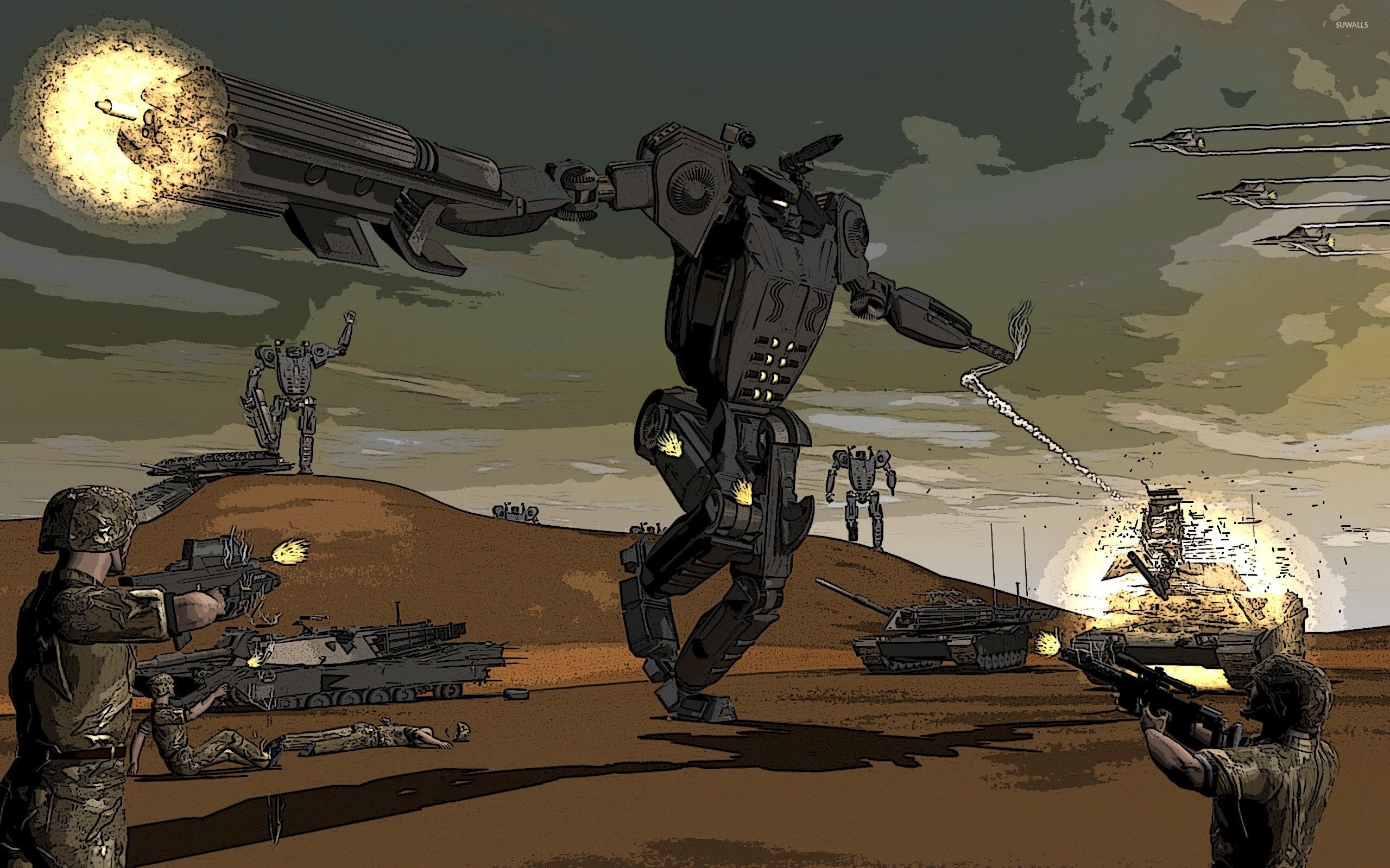 2560x1600 Humans vs robots wallpaper wallpaper