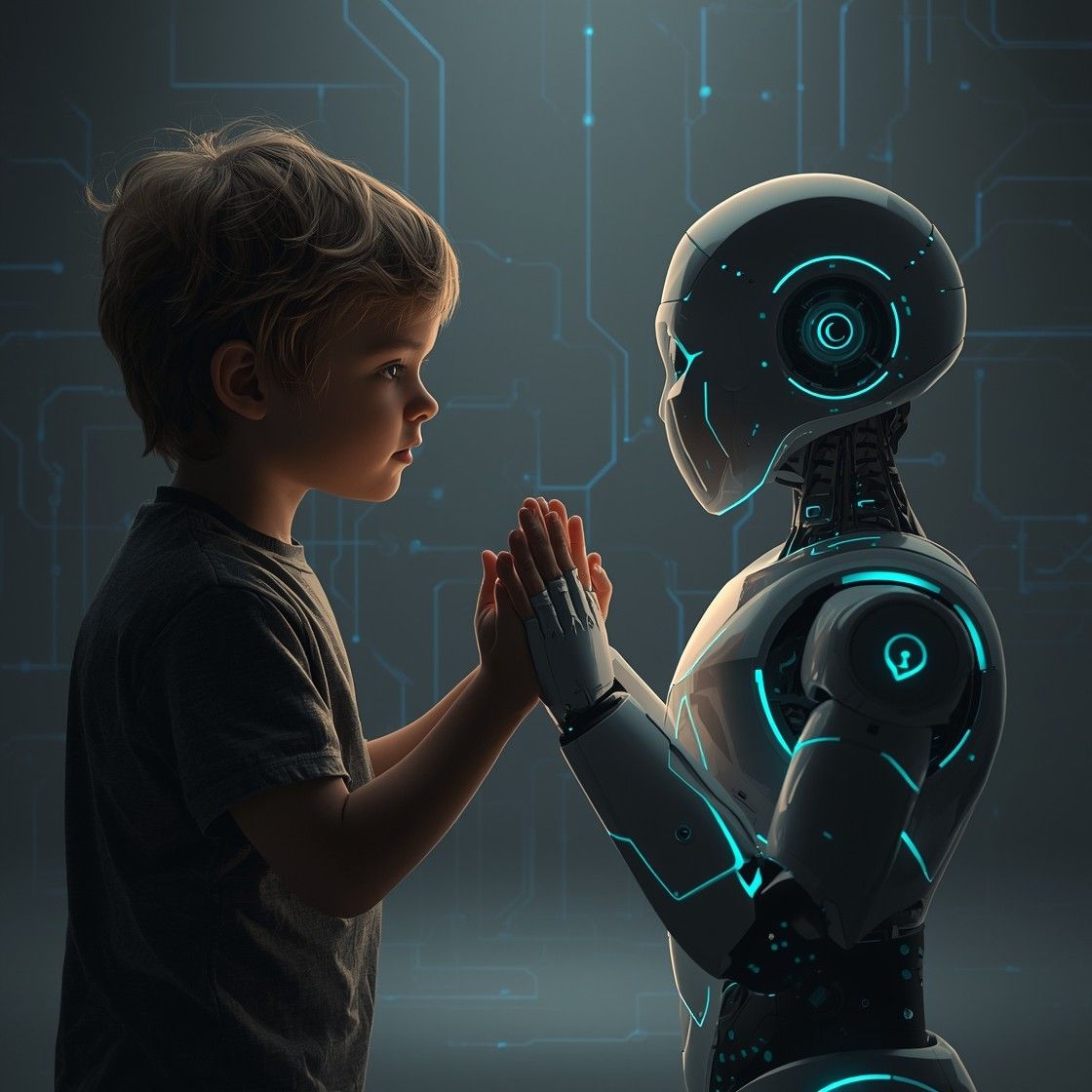 1120x1120 Download Boy Meets Robot Image, Robot, Child