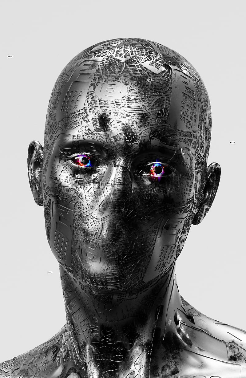 800x1227 FRACTURE, 3D, Auguste, art, artist, b&w, black, futur, future, human, humanoid, HD phone wallpaper