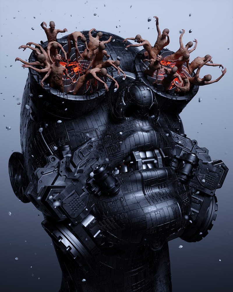 800x1000 ABSORPTION, angry, chrome, dark, future, human, robo, robot, robotic, scary, HD phone wallpaper