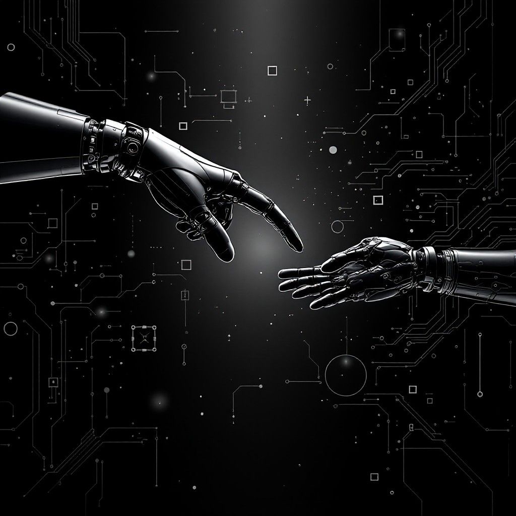 1024x1024 Download Technology Meets Humanity Image, Intelligence, Robot