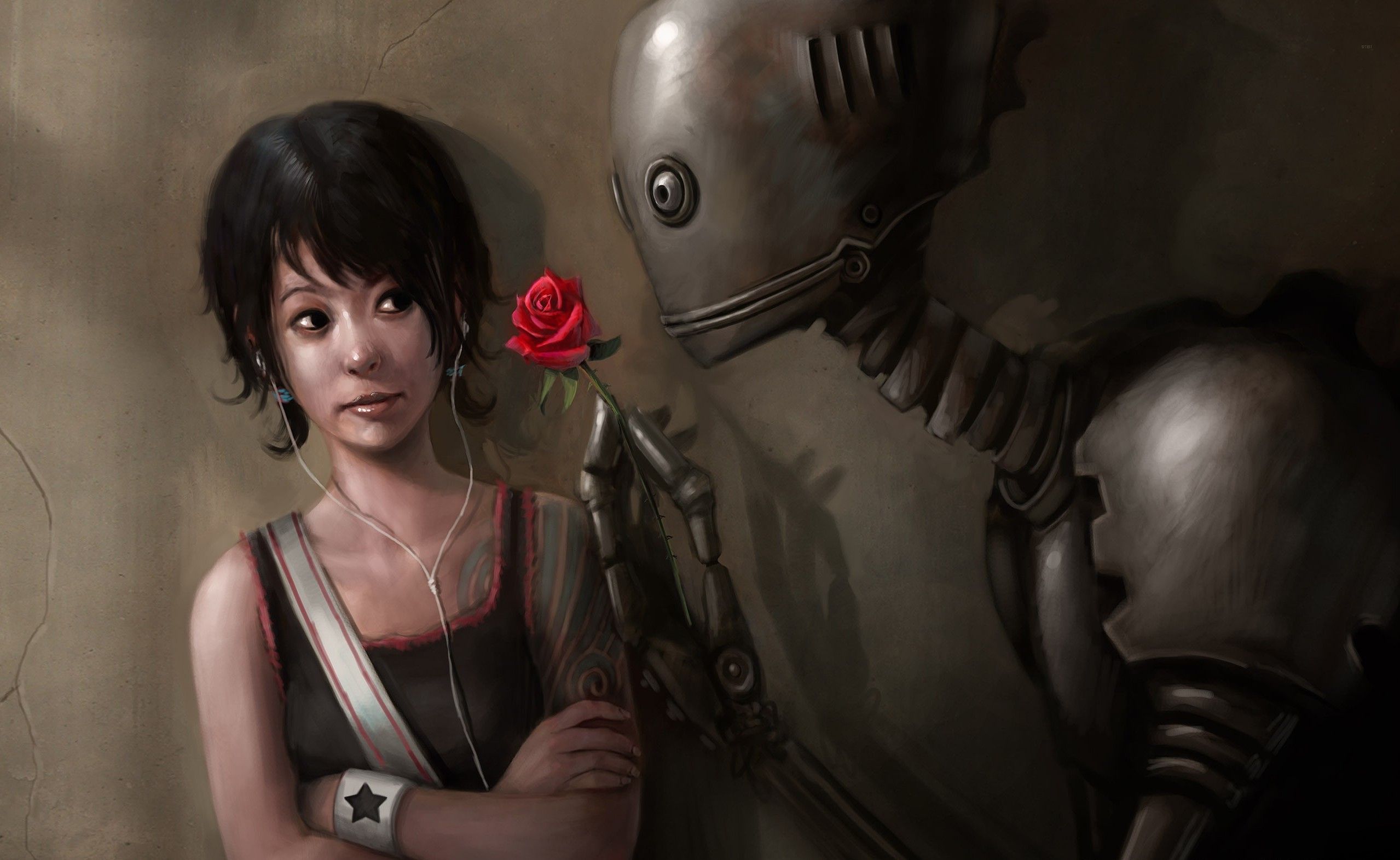 2558x1572 robot, Fantasy Art, Artwork, Rose, Science Fiction Wallpaper HD / Desktop and Mobile Background