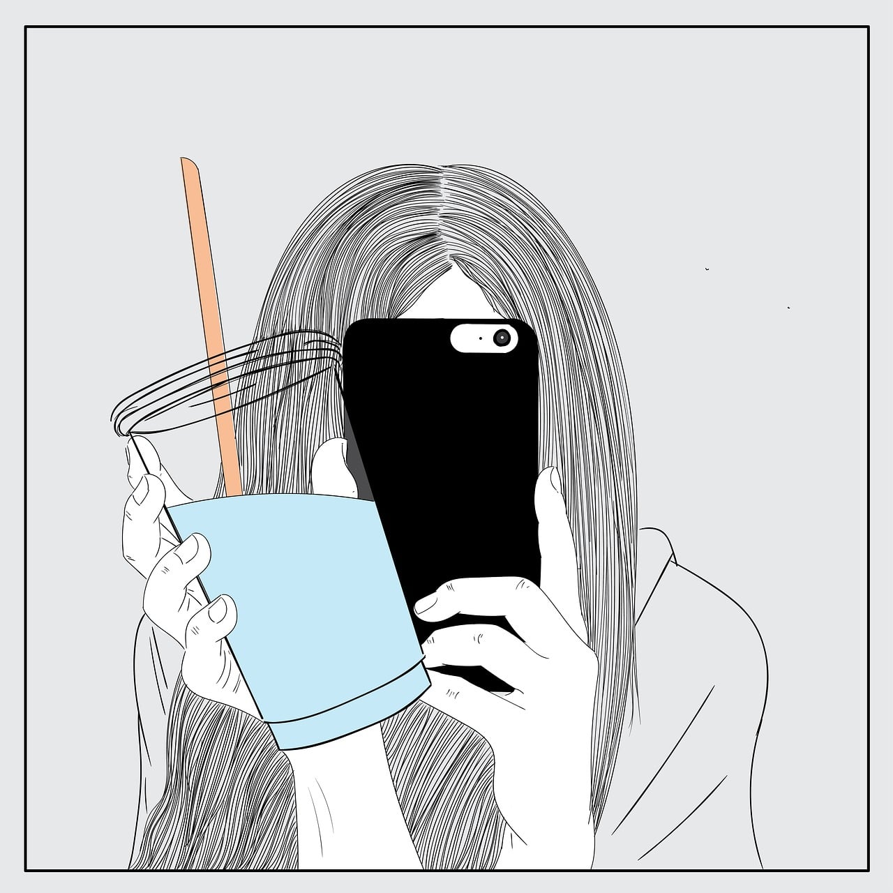 1280x1280 Download Selfie Phone Girl. Royalty Free Stock Illustration Image