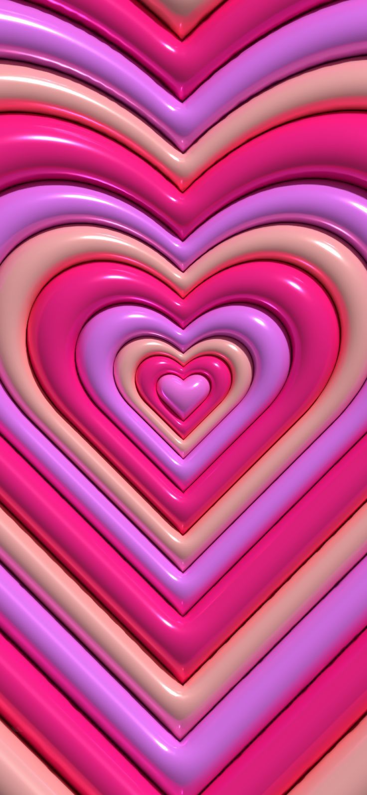 736x1593 3D Y2k Heart Pattern Mobile Lock Screen Wallpaper [light]