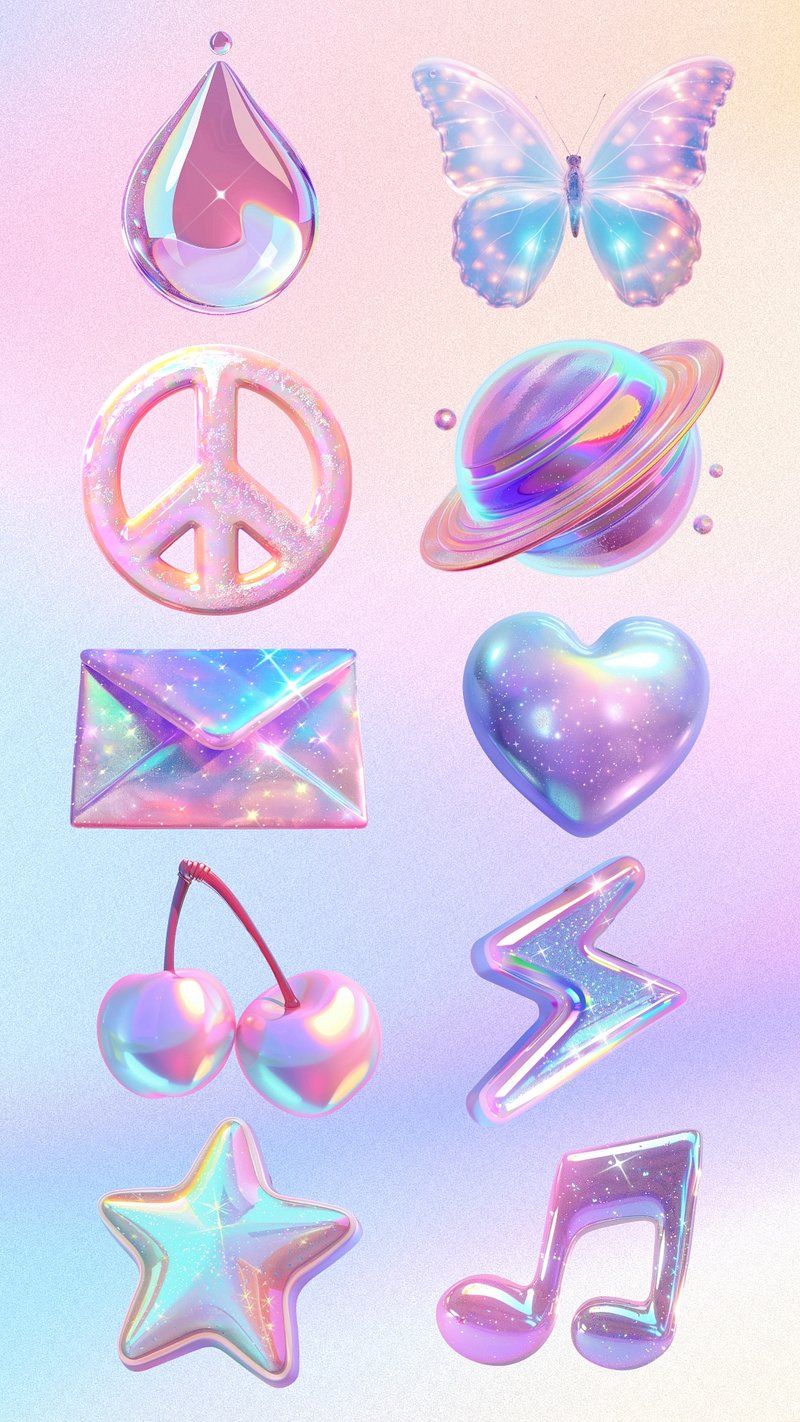 800x1422 PNG 3D y2k hologram design