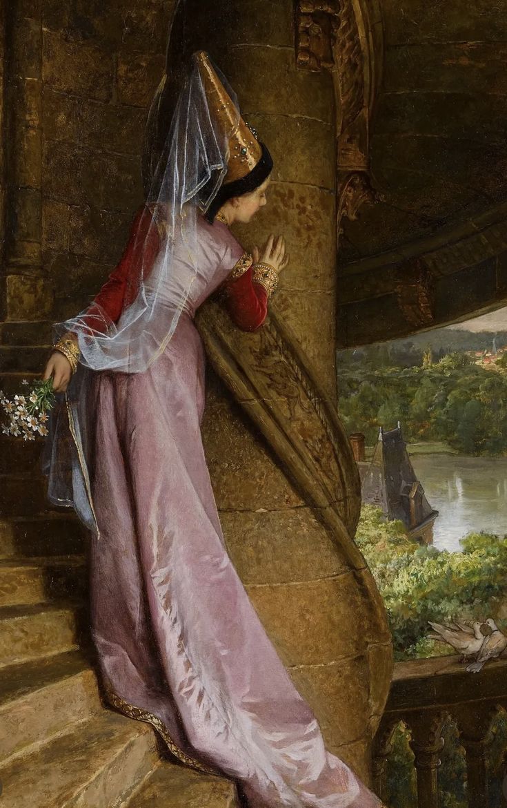 735x1170 Medieval art pink. The lady of the rose painting, Pink middle ages, Medieval princess wallpaper