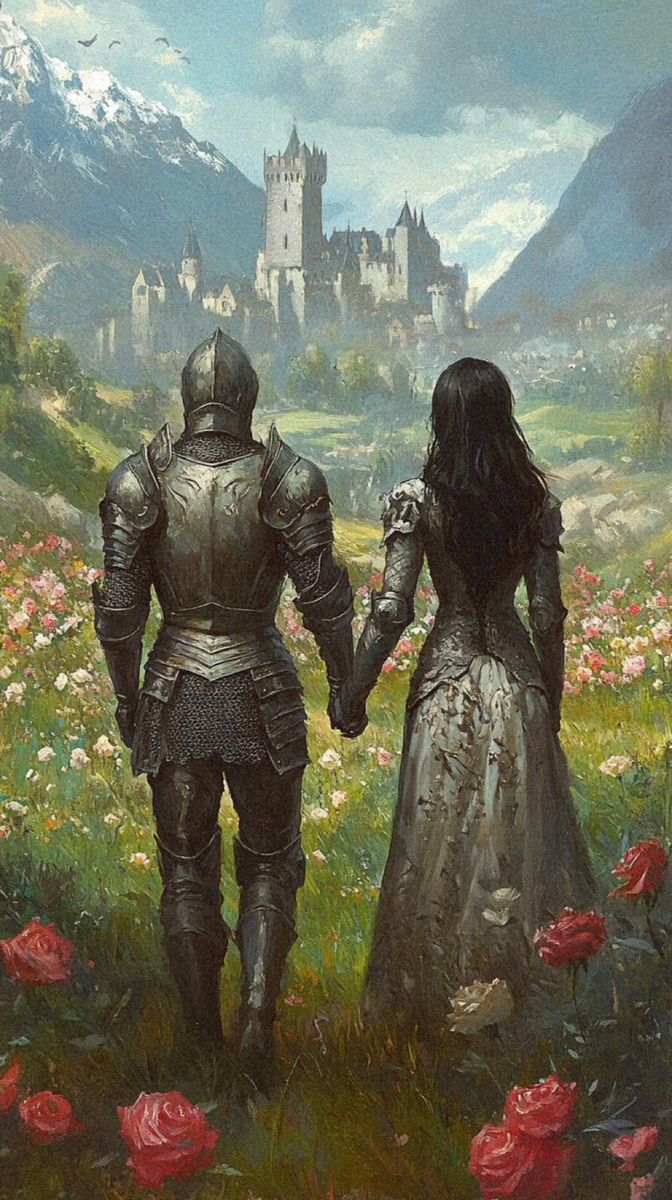 672x1200 Knight in shining armor saving princess. Medieval knight and princess art, Knight with maiden, Dark