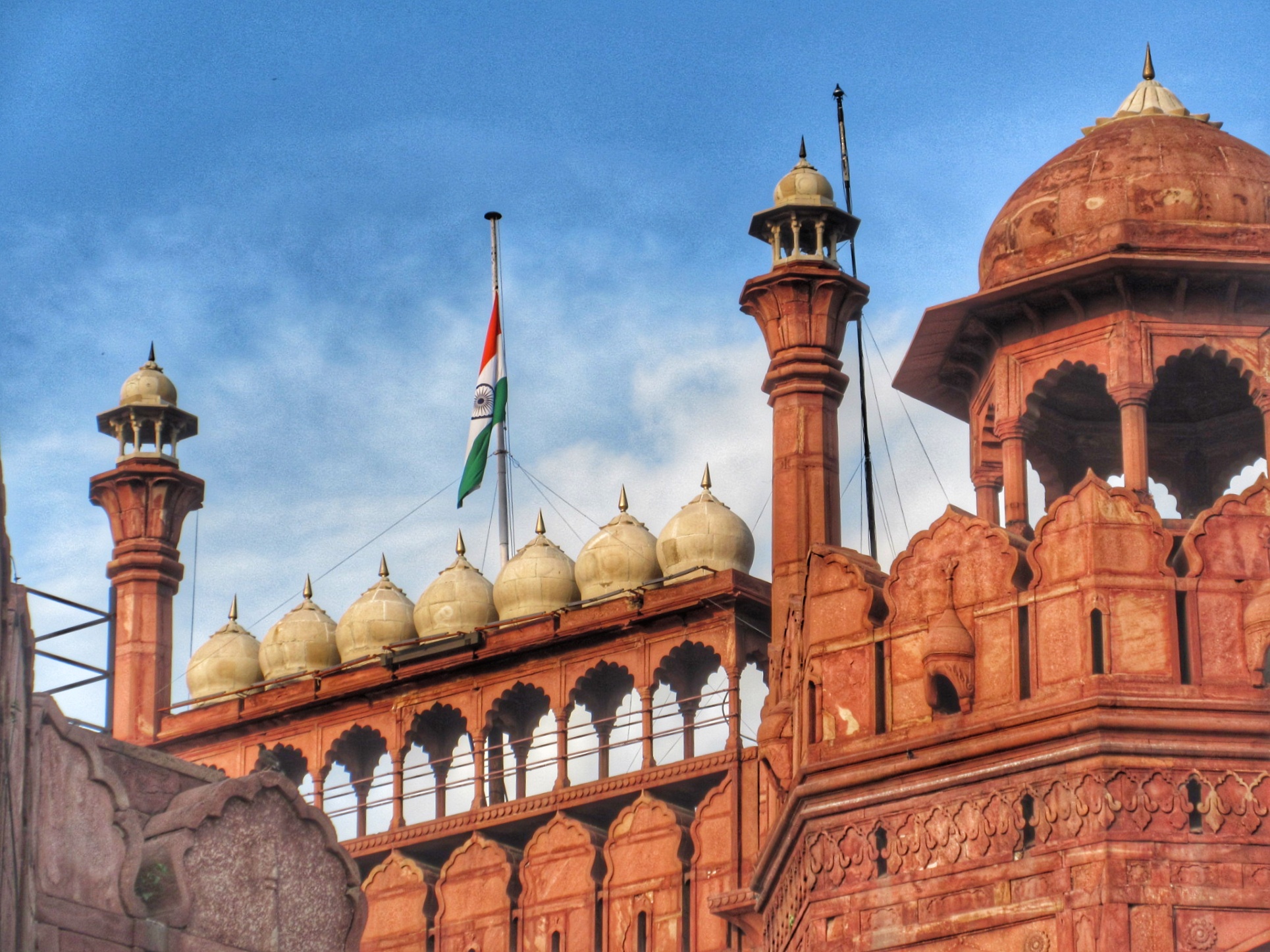 1929x1447 The Flag Of India At Half Mast Hoisted On THE RED FORT At The Time Of National