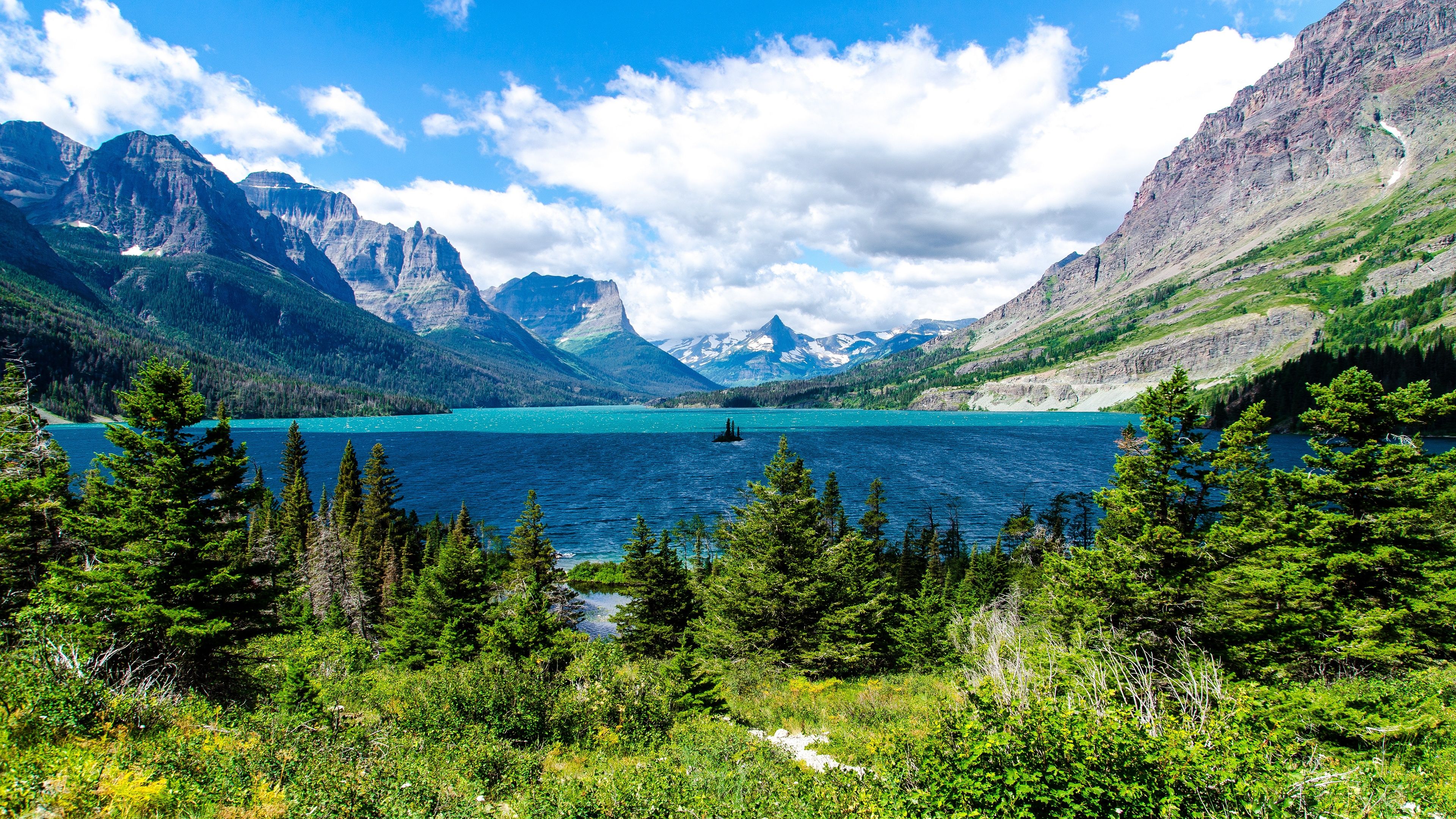 3840x2160 Wild Goose Island Wallpaper 4K, Saint Mary Lake