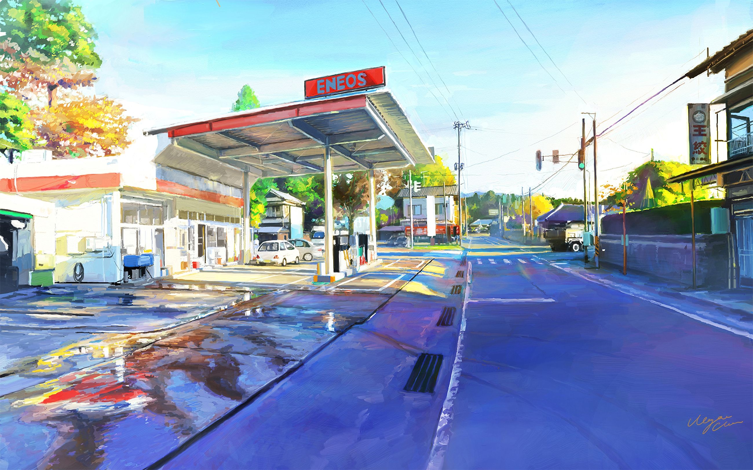 2600x1625 Wallpaper day, road, Japan, art, street, Shitub Niigata, Agano for mobile and desktop, section живопись, resolution 2600x1625