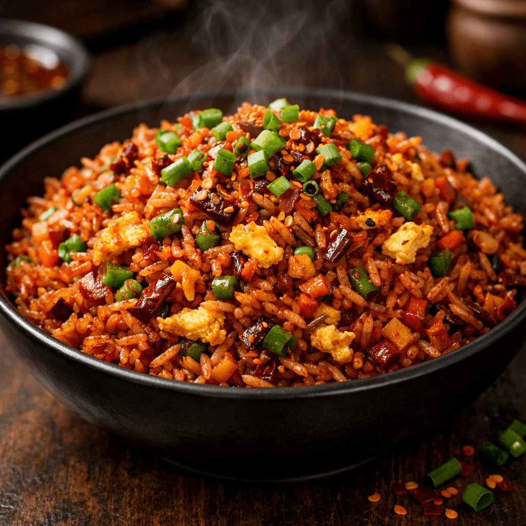 1024x1024 Schezwan Red Chill Egg Fried Rice of India