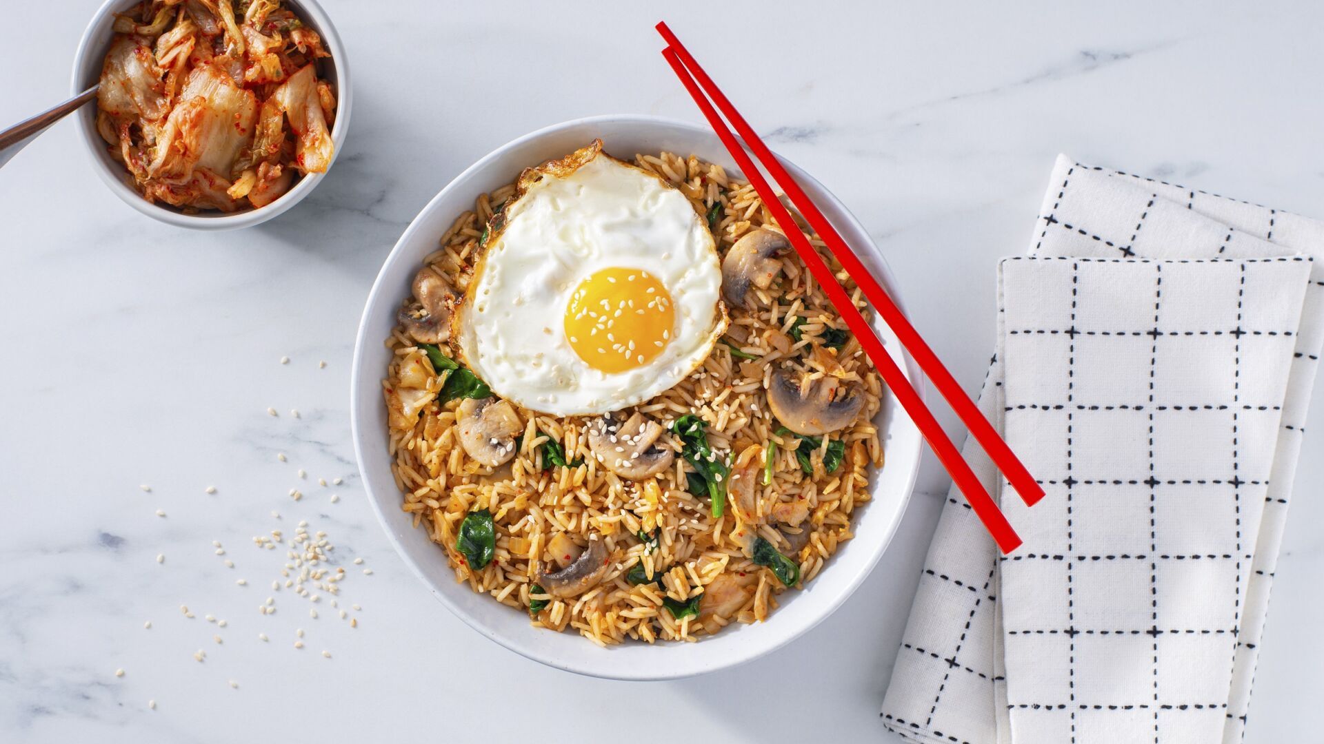 1920x1080 Kimchi Rice Bowl with Fried Egg Recipe