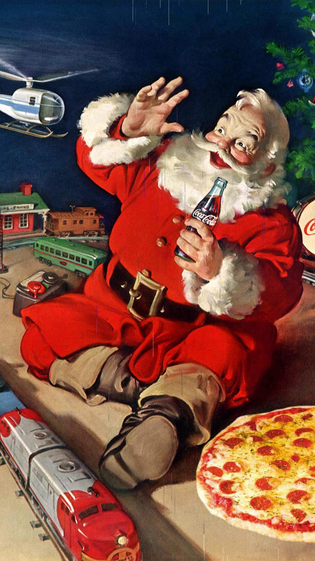 1080x1920 Christmas Party Santa Claus Painting Cola Christmas Wallpaper Phone HD Wallpaper