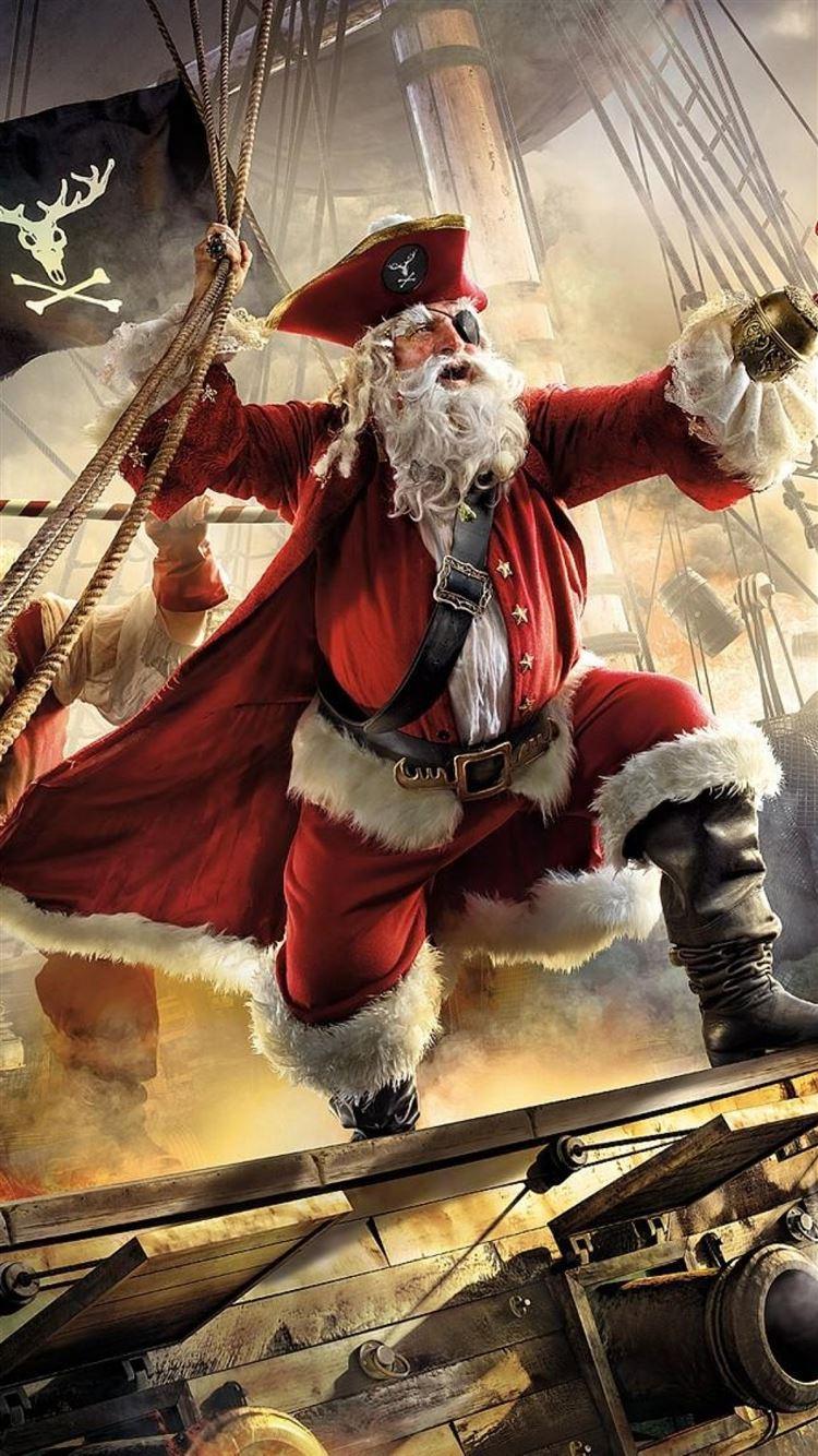 750x1334 Santa claus pirate ship iPhone 8 Wallpaper Free Download