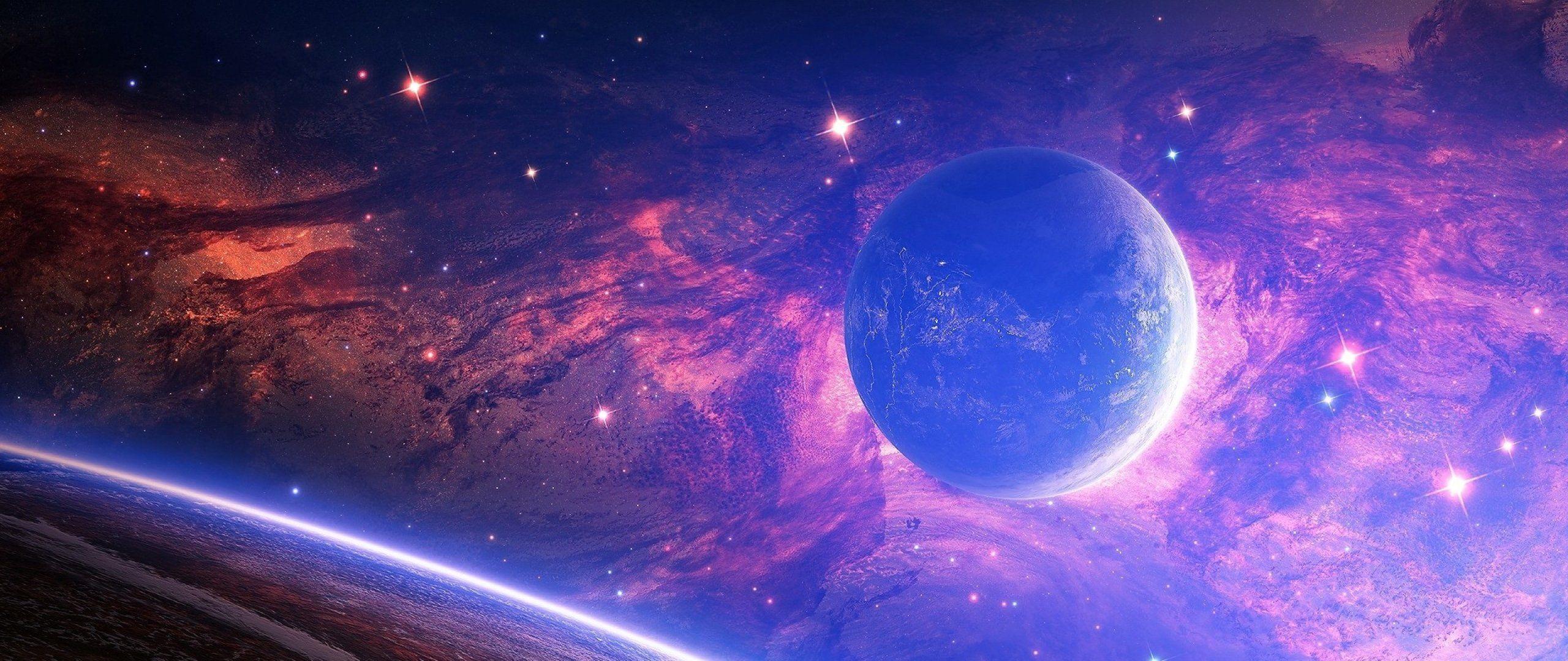 2560x1080 Space Art Earth Space Planet Digital Art Fantastic Planet Wallpaper:2560x1080